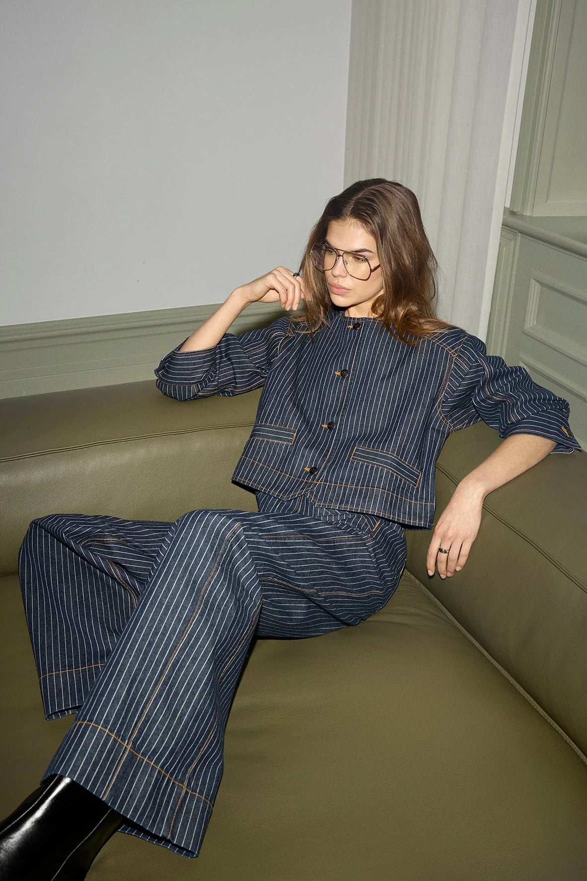 Siggacc Stripe Jeans in Denim Blue