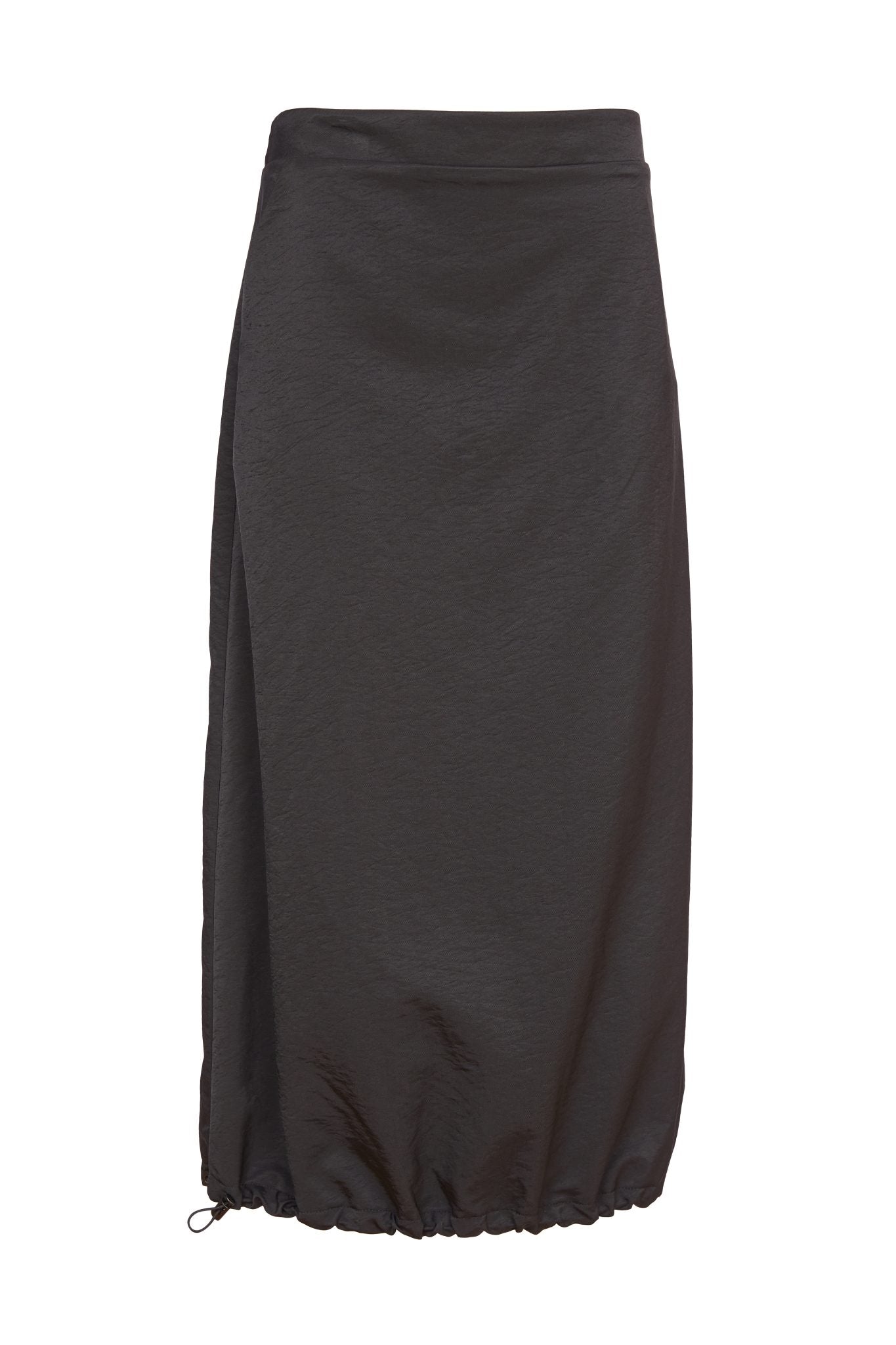 Skirt with Drawstring Hem in Black