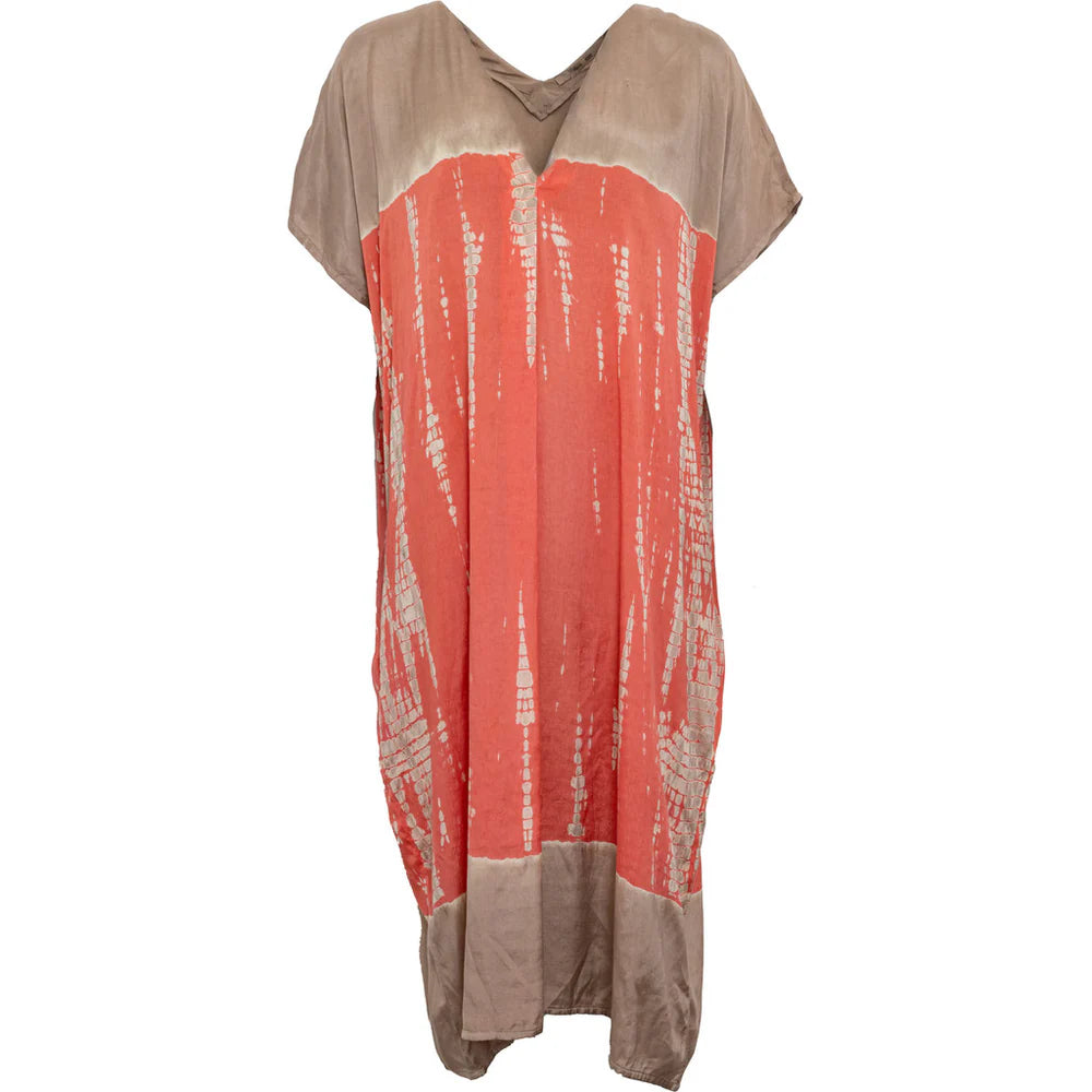 Snake Tie Dye Shirt Dress in Desert and Coral