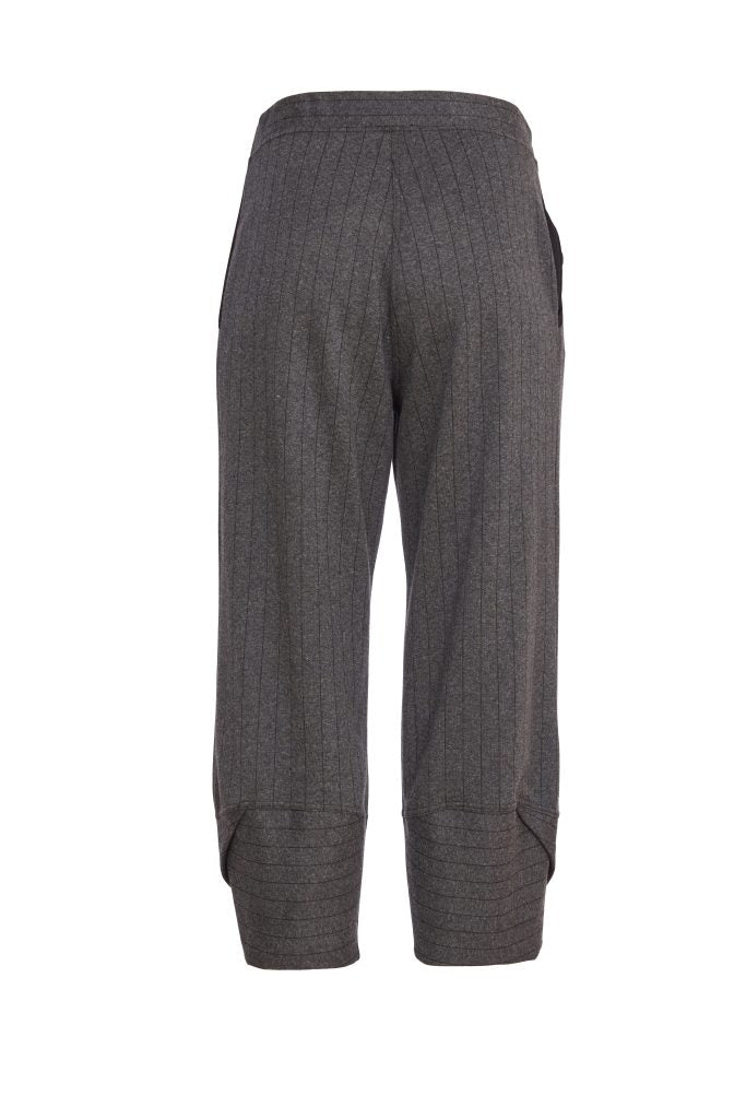 Stripe Trouser with Wrapover in Black/Grey