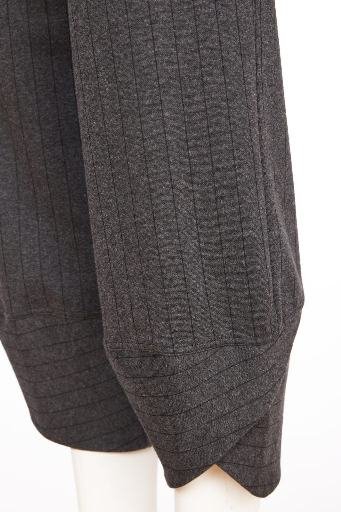 Stripe Trouser with Wrapover in Black/Grey