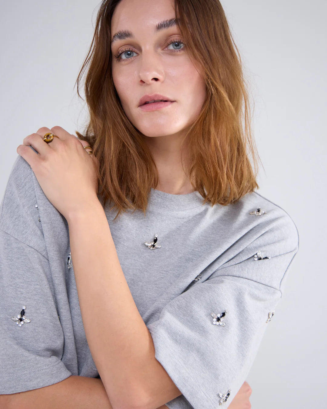 Boxy Embellished Sweatshirt in Mist