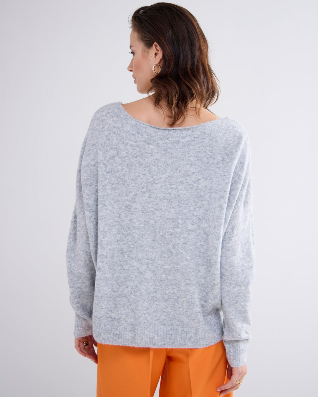 Boat Neck Knit Sweater in Mist