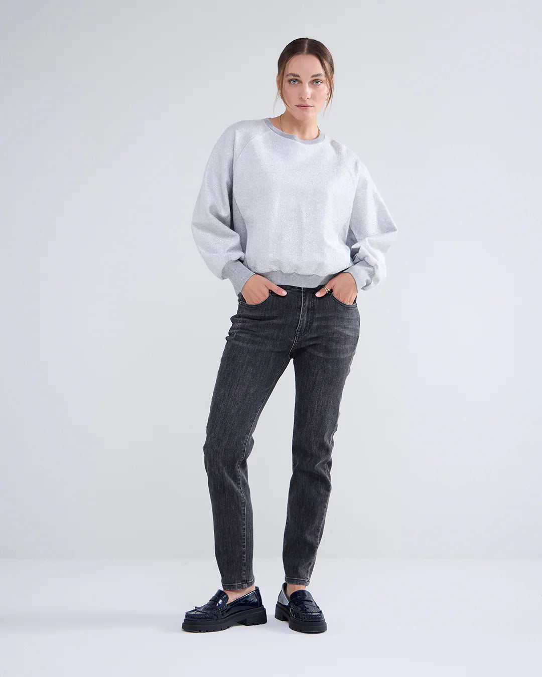 Loose Fit Coated Sweat in Mist