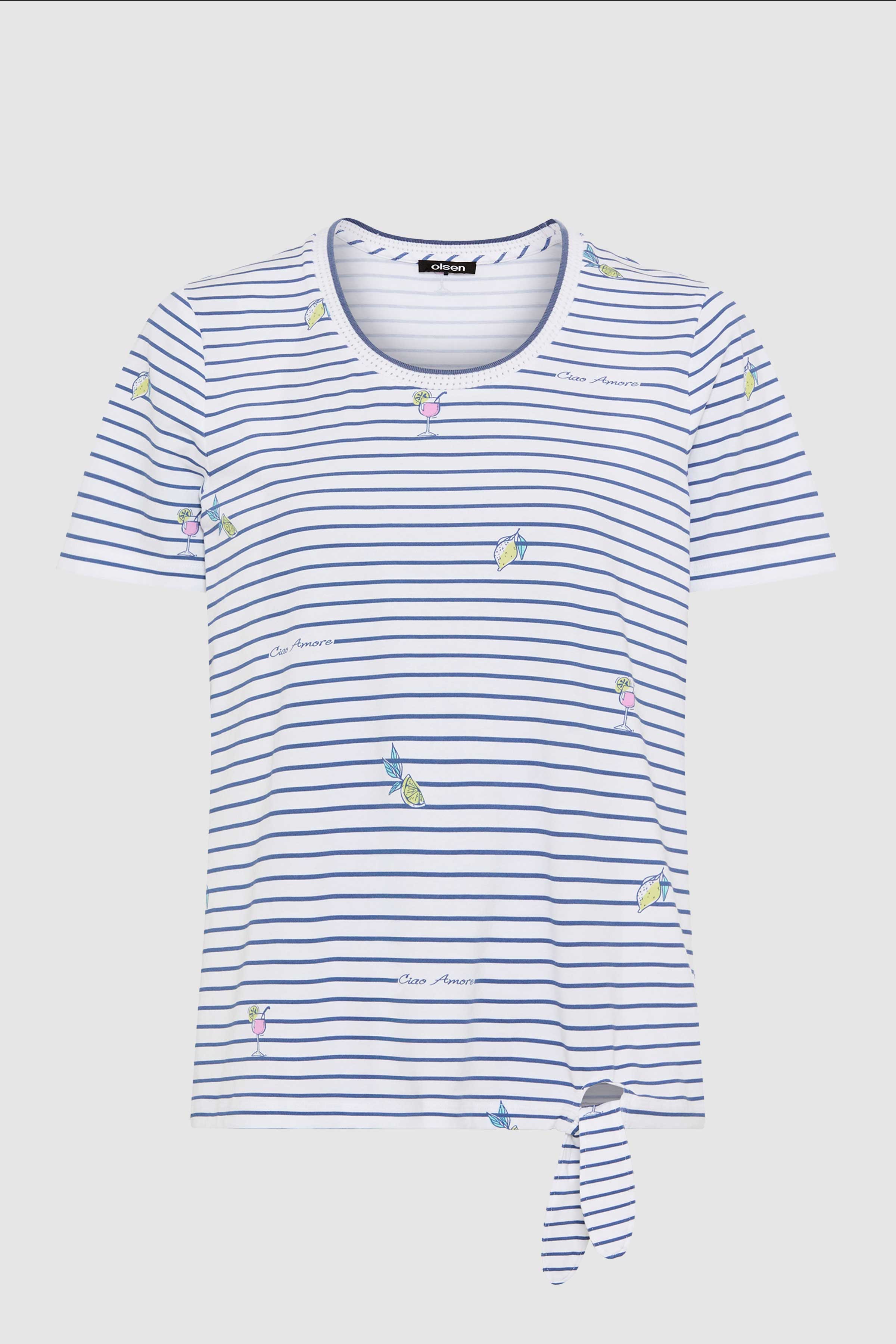 Stripe Tie-Front T-Shirt in Indigo