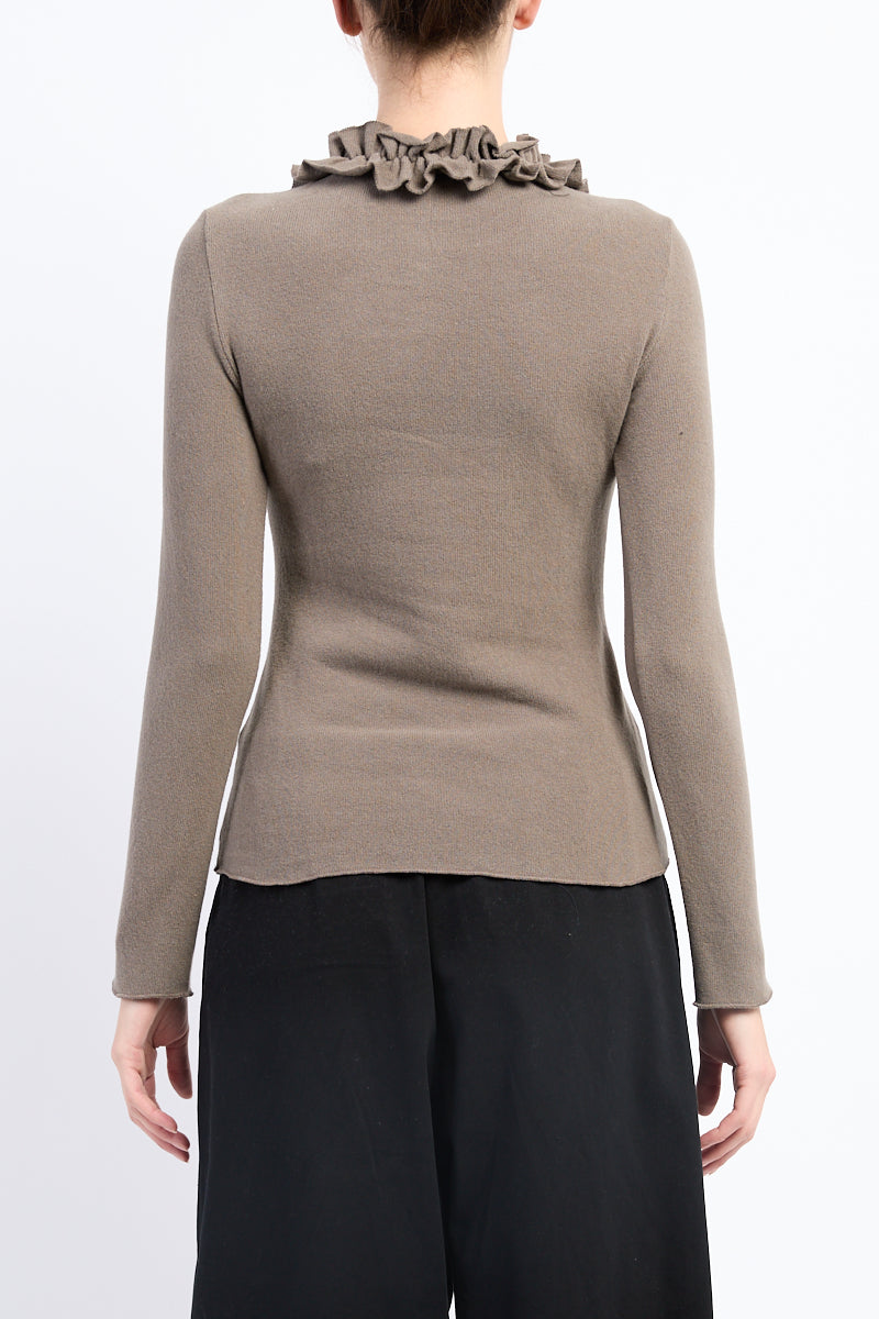Ruched Neck Sweater in Twig