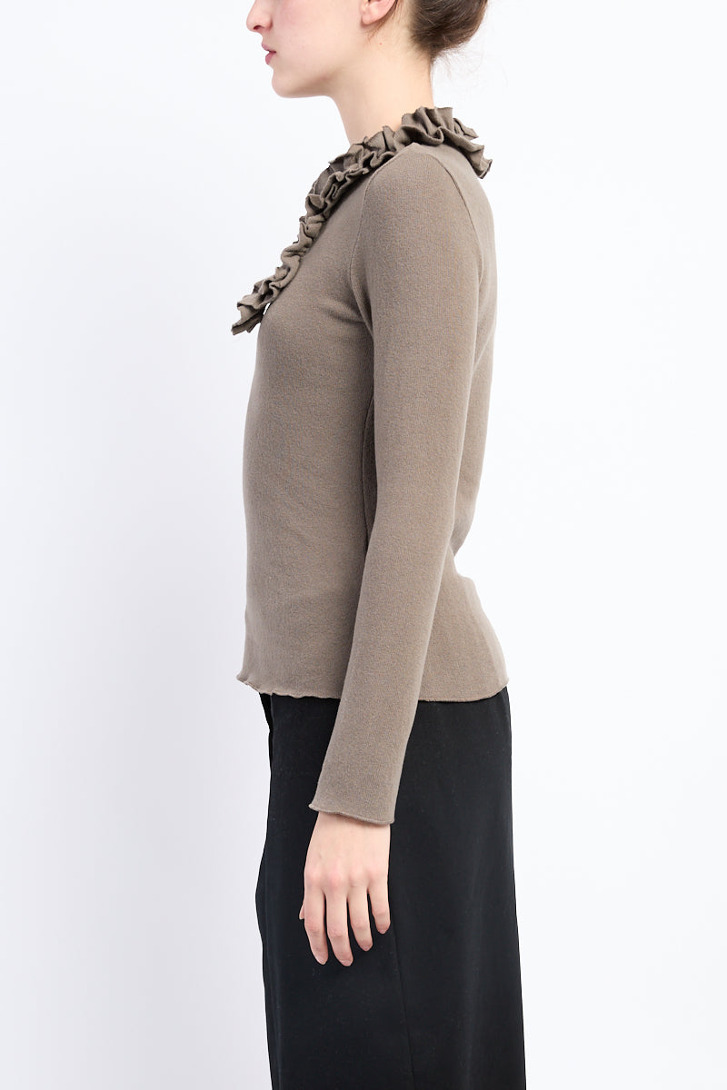 Ruched Neck Sweater in Twig
