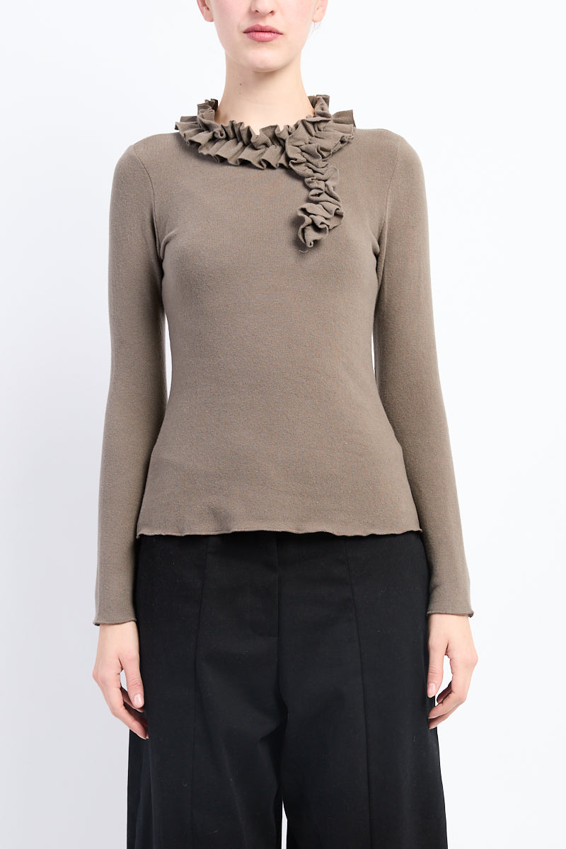 Ruched Neck Sweater in Twig