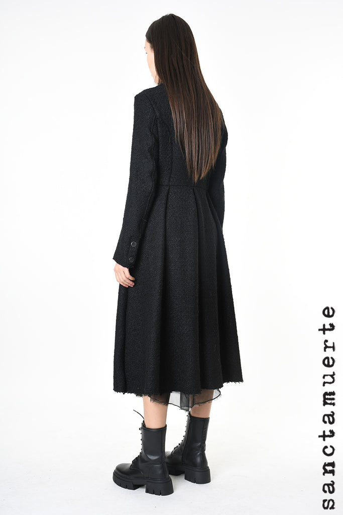 Textured Bouclé Coat in Black