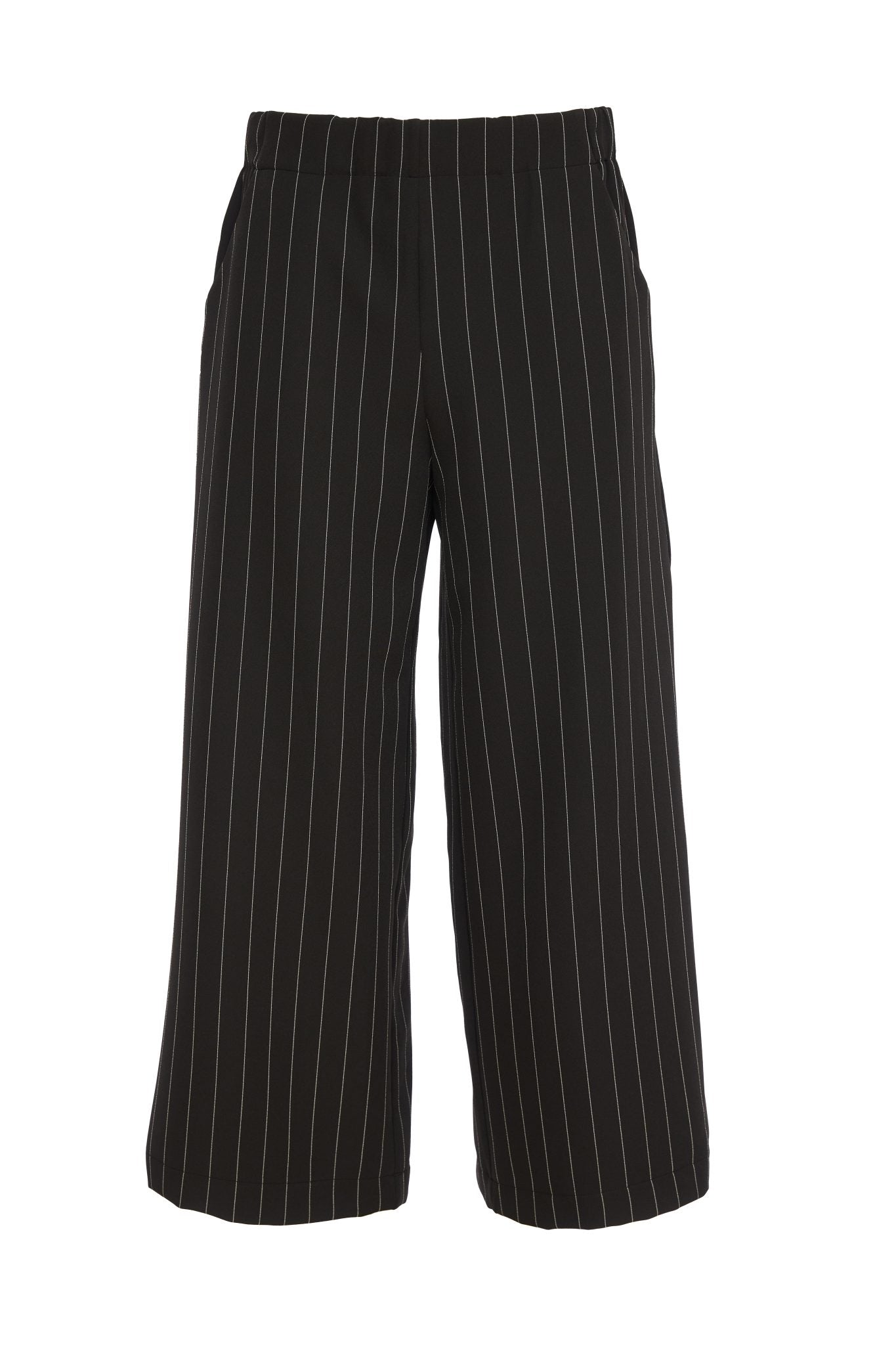 Wide Leg Pin Stripe Trouser in Black/White