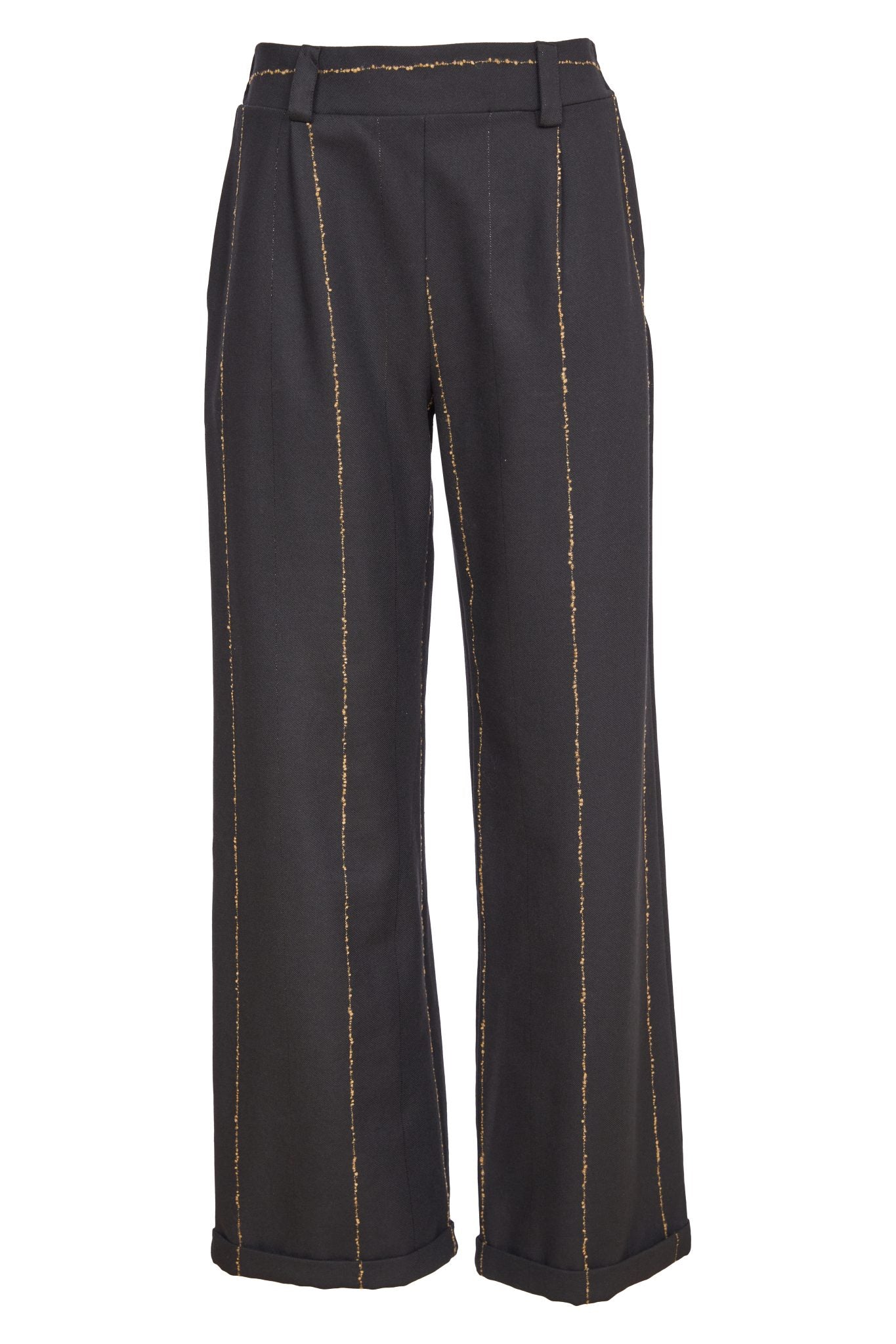 Wide Stripe Trouser in Black/Tan