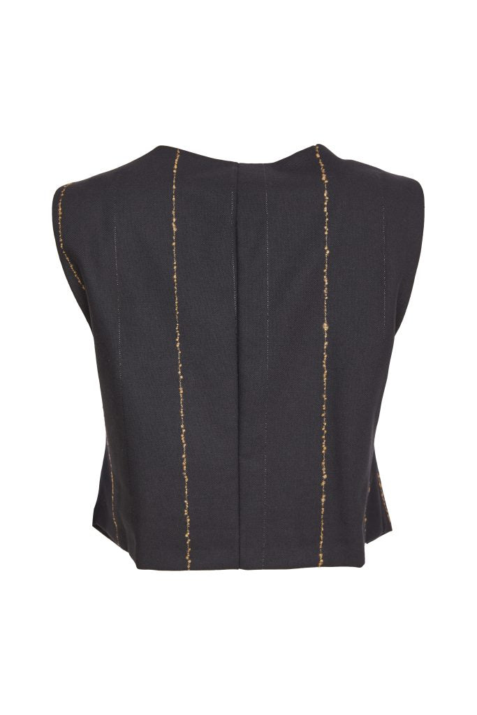 Wide Stripe Waistcoat in Black/Tan