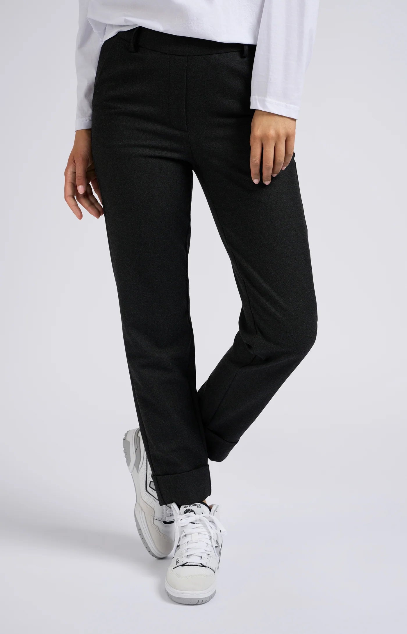 Elastic Waist Trouser in Anthracite Melange