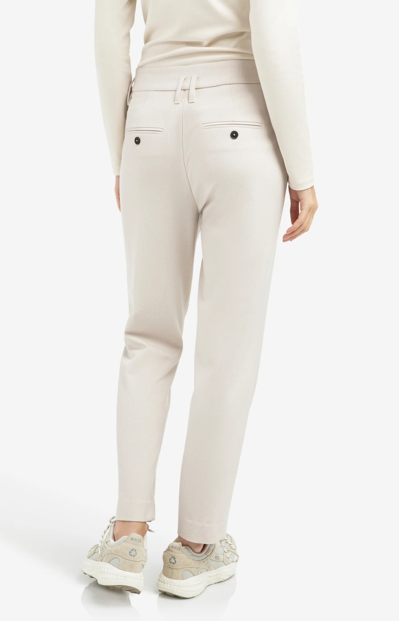 Trousers with Waistband Detail in Heather Grey