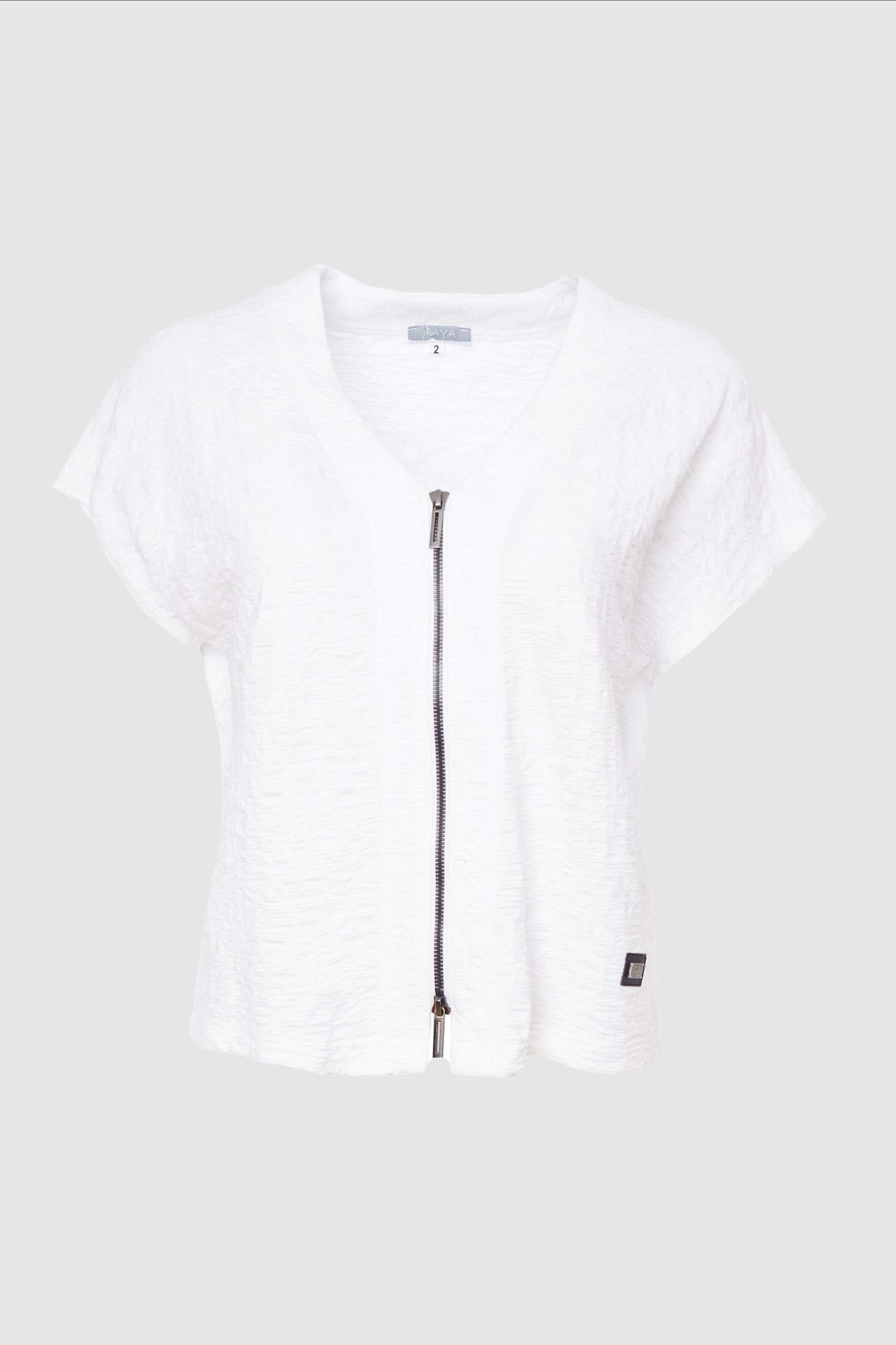 Top with Zip Detail in White