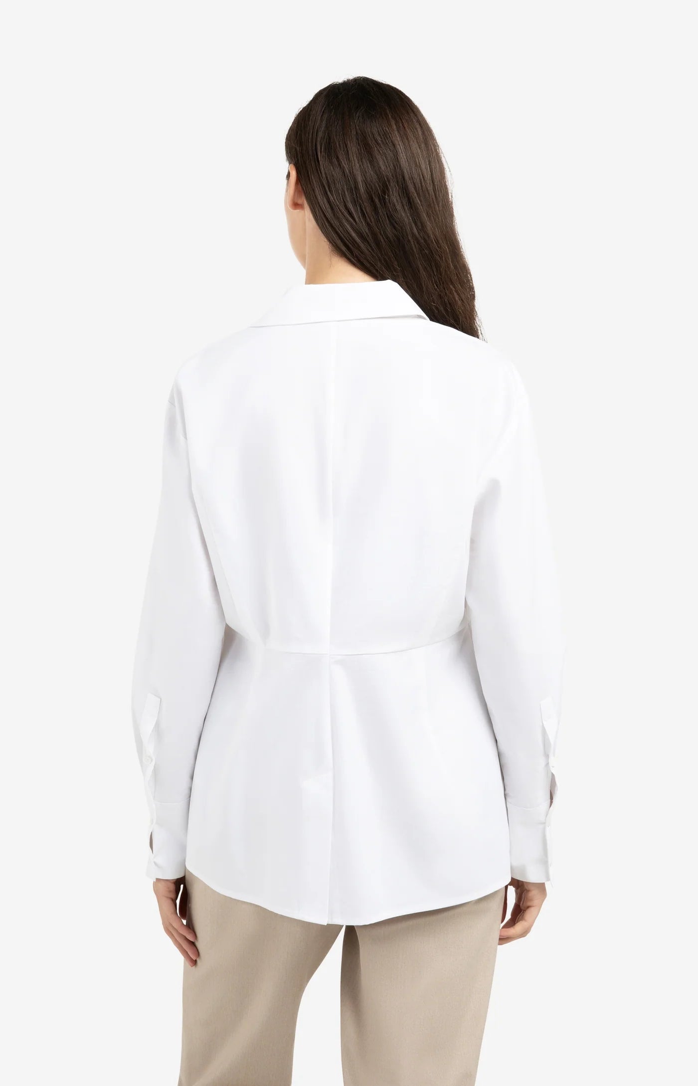 Poplin Blouse with Slit Detail in Pure White