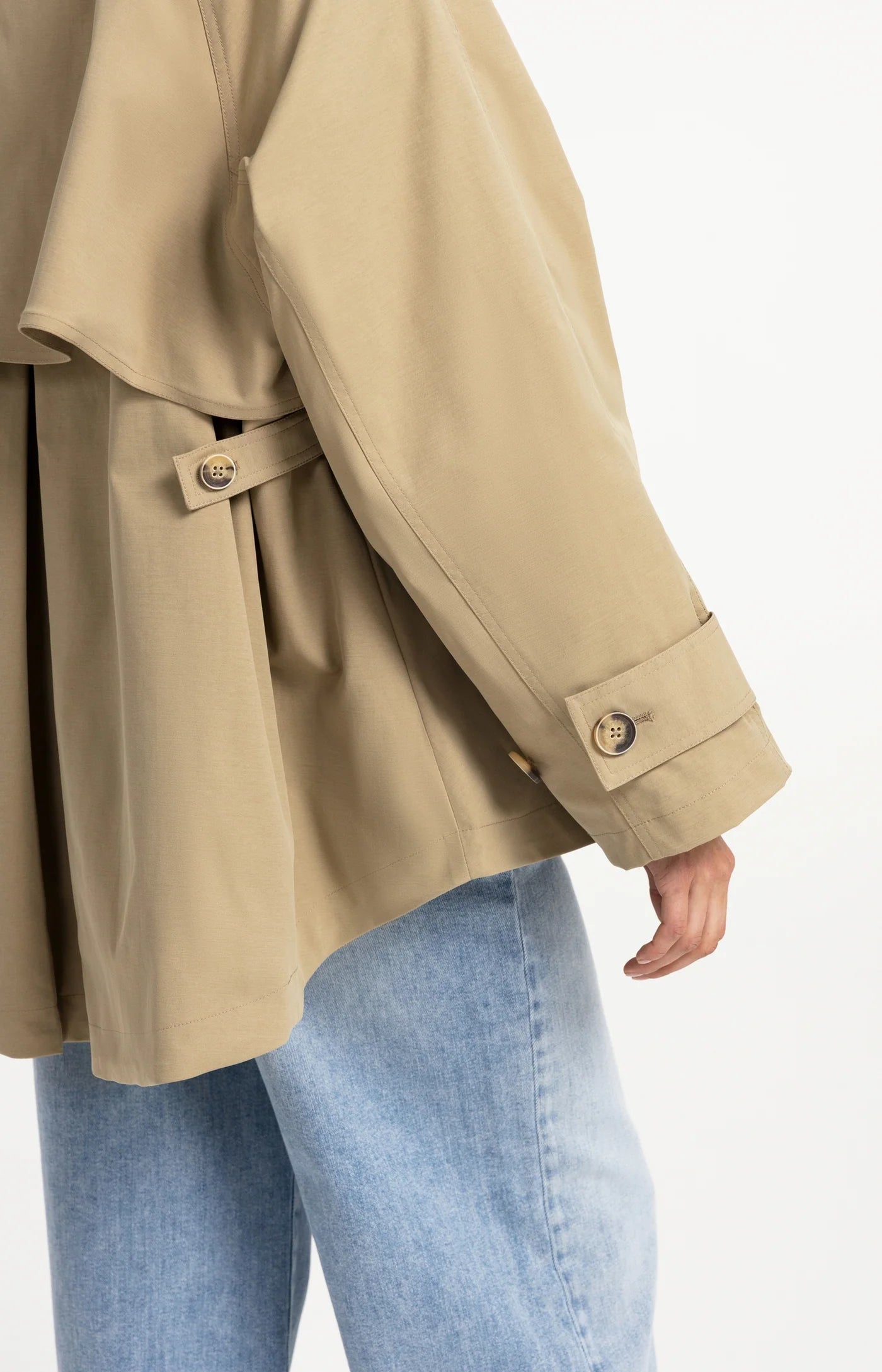 A-Line Trenchcoat Jacket in Olive Gray Green