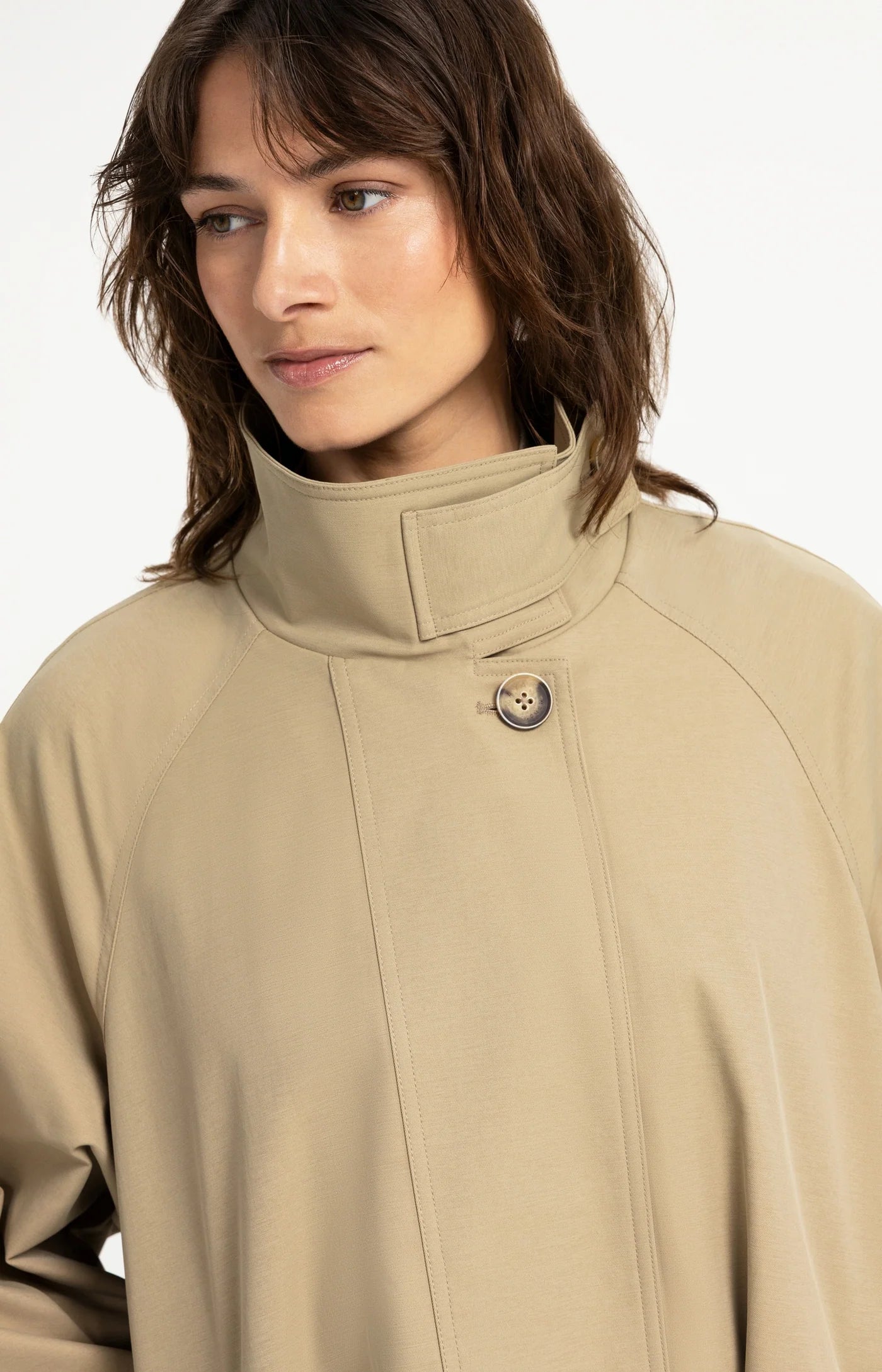 A-Line Trenchcoat Jacket in Olive Gray Green