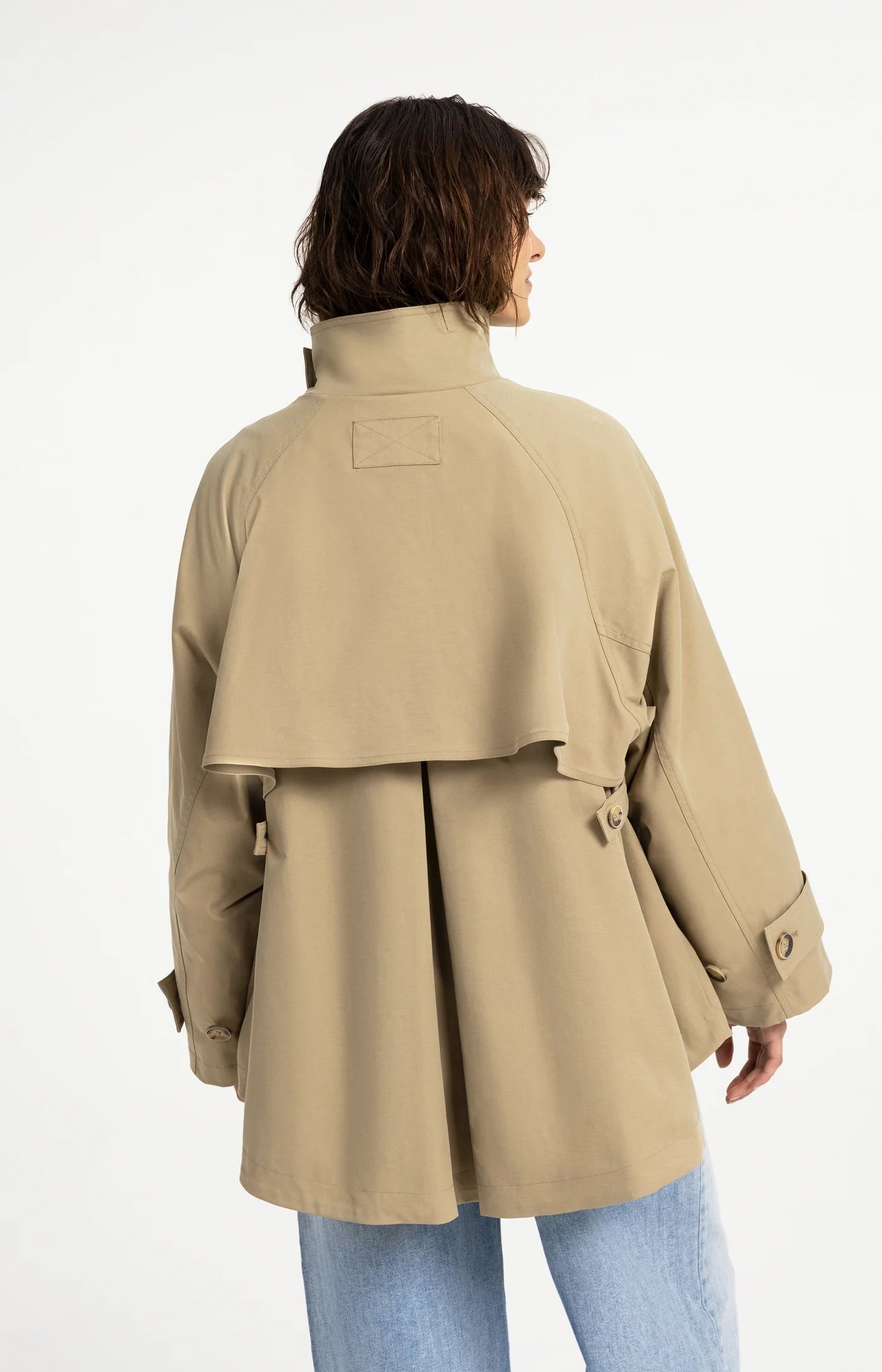 A-Line Trenchcoat Jacket in Olive Gray Green