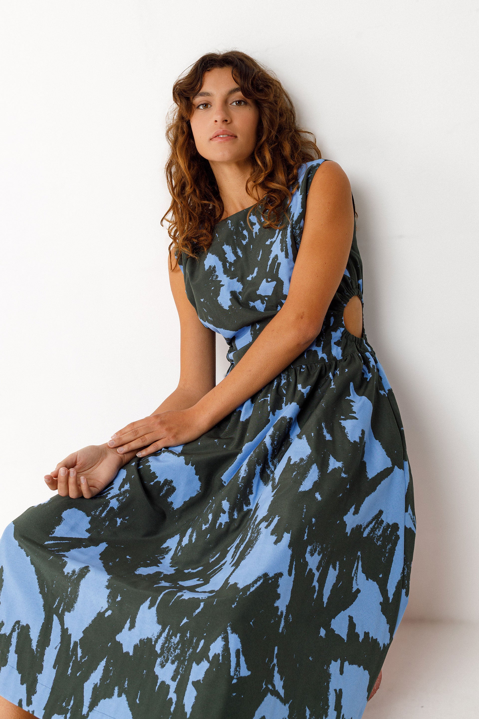 Adane Dress in Blue Camo
