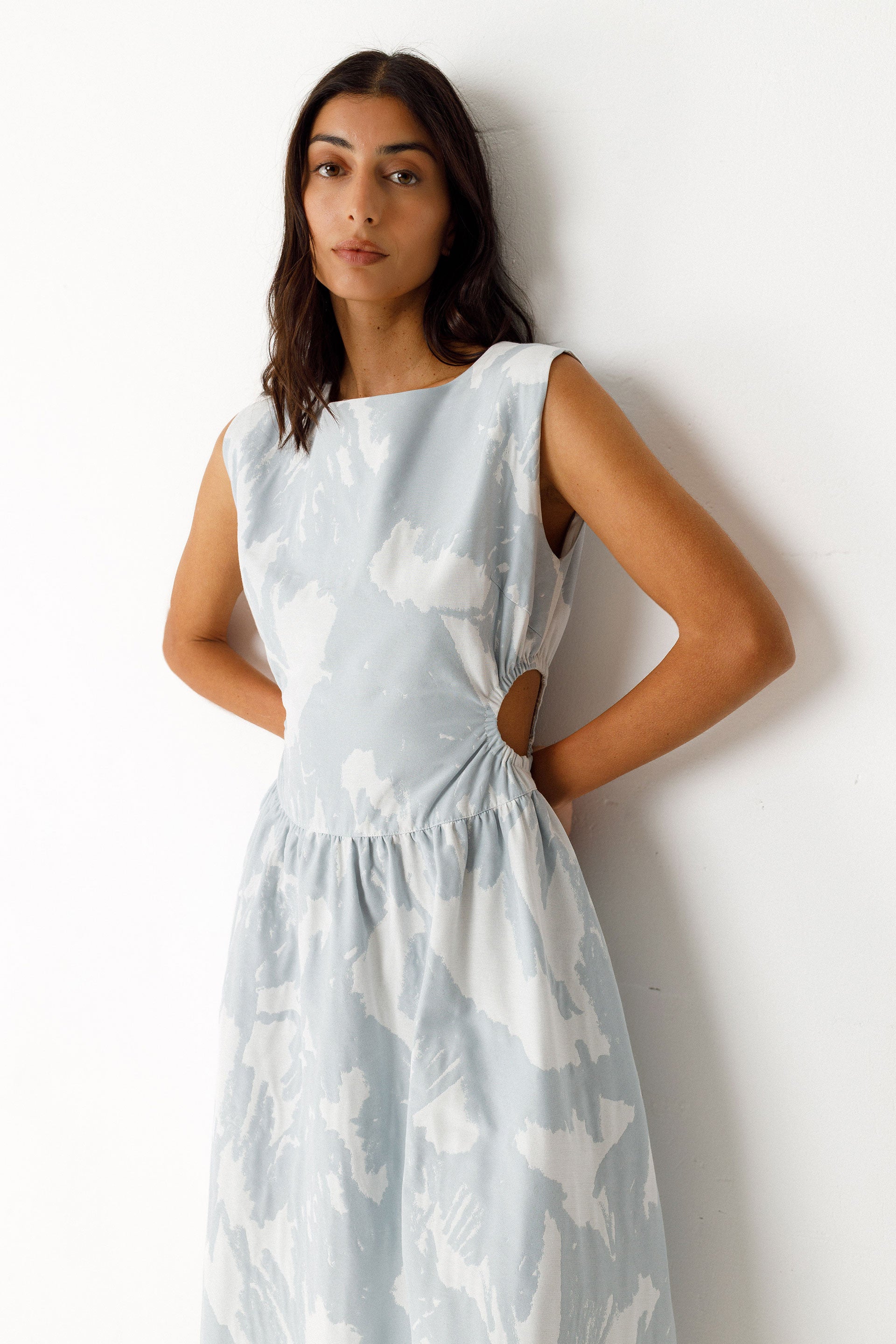 Adane Dress in Sky Blue Camo