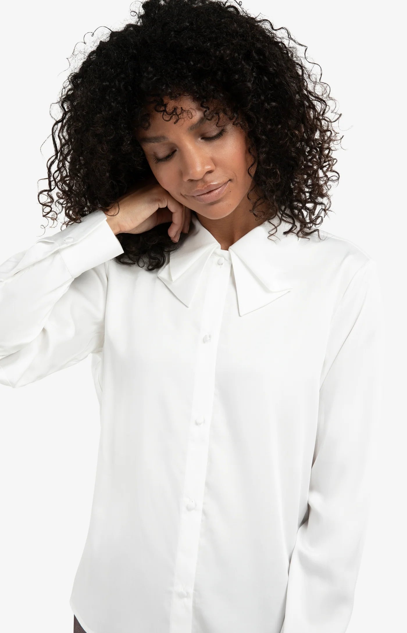 Bow Collar Blouse in Pure White