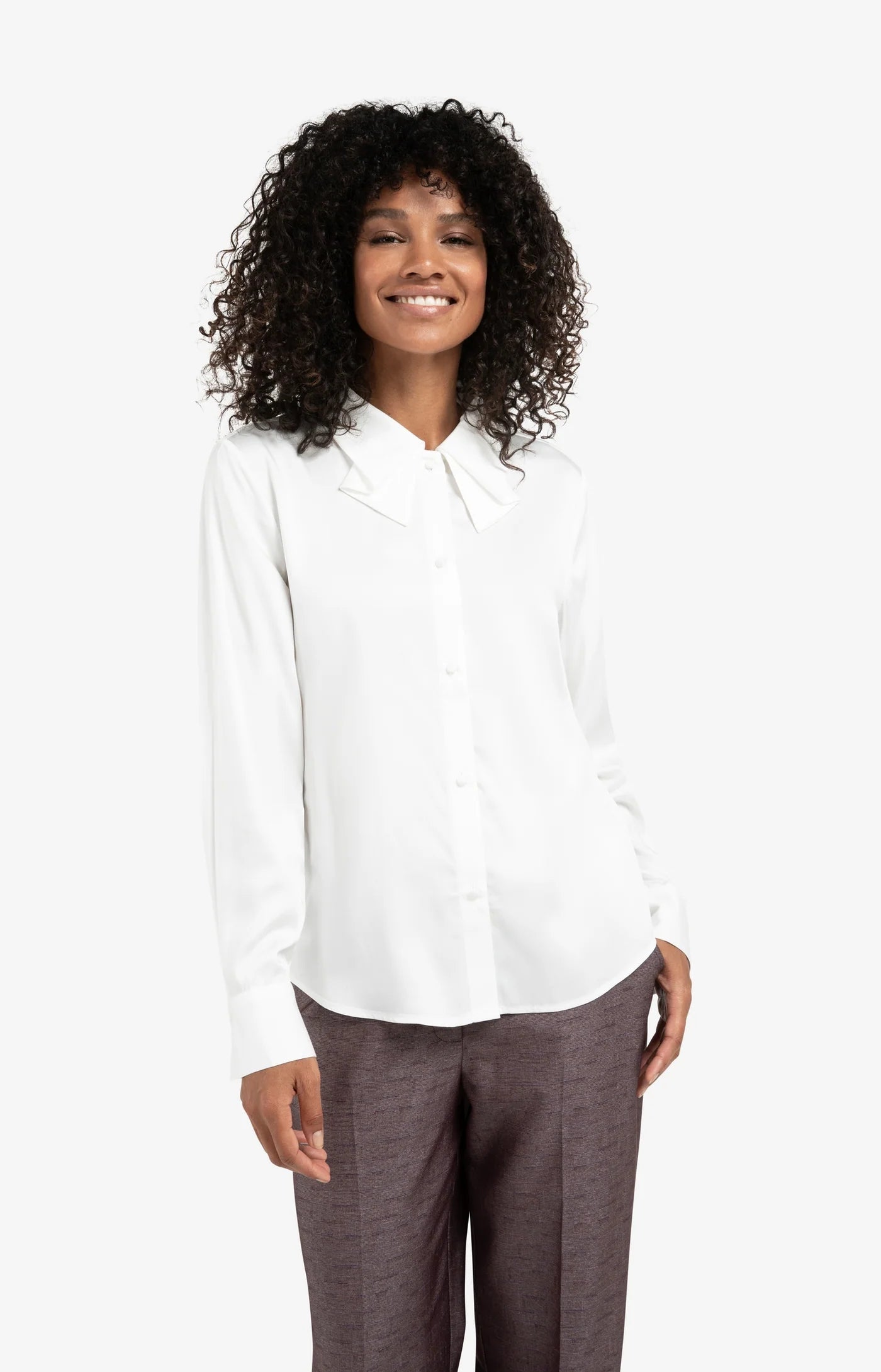 Bow Collar Blouse in Pure White