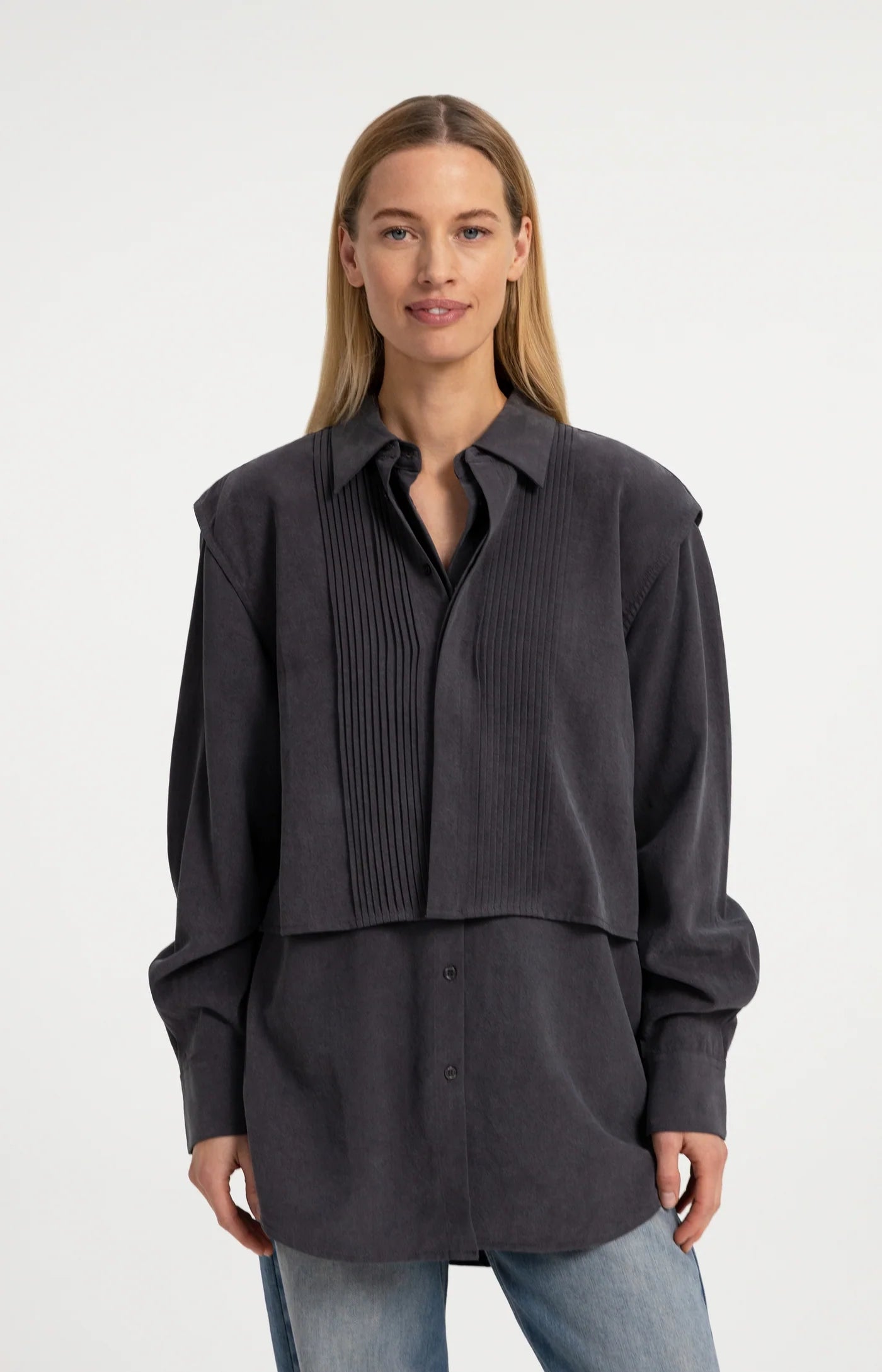 Shirt with Detachable Gilet in Hole Black