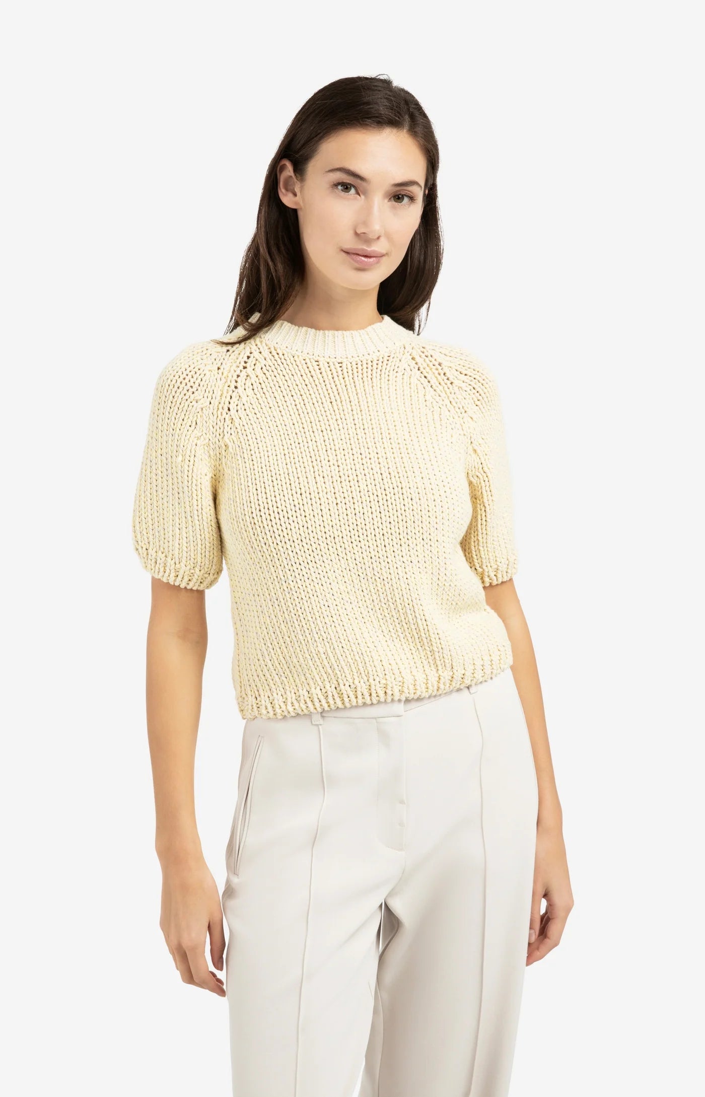 Chunky Knit Sweater in Reed Yellow Dessin