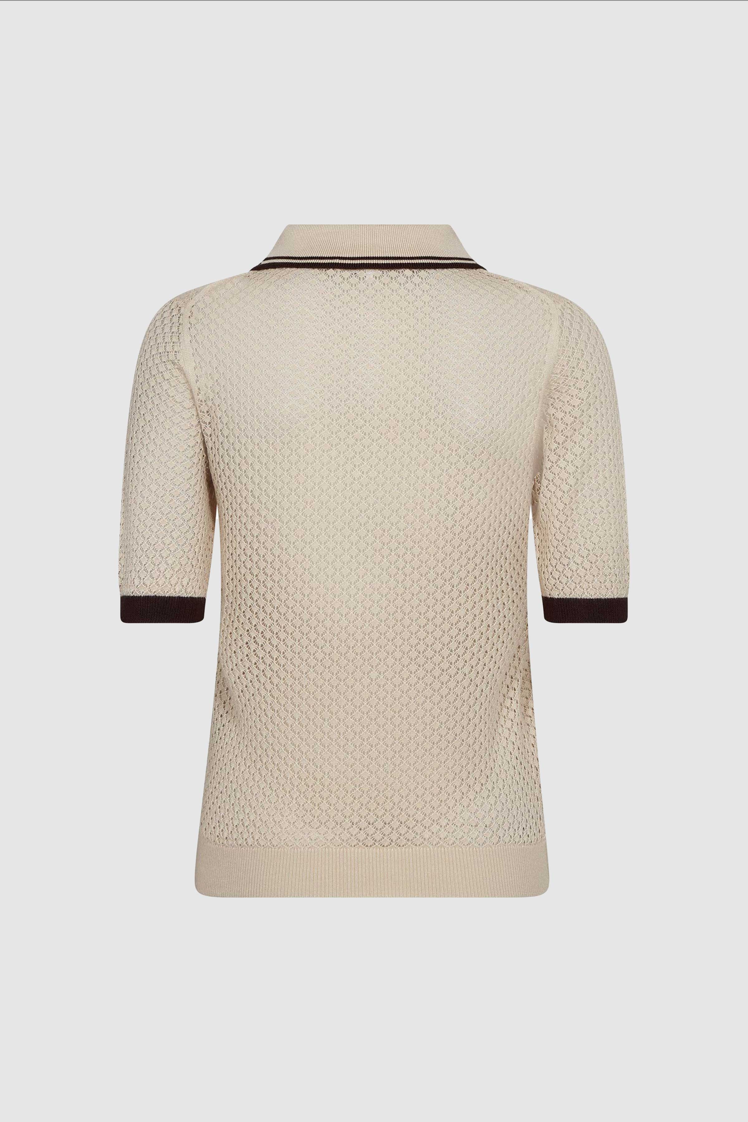 Lue Pointelle Polo Knit in Bone