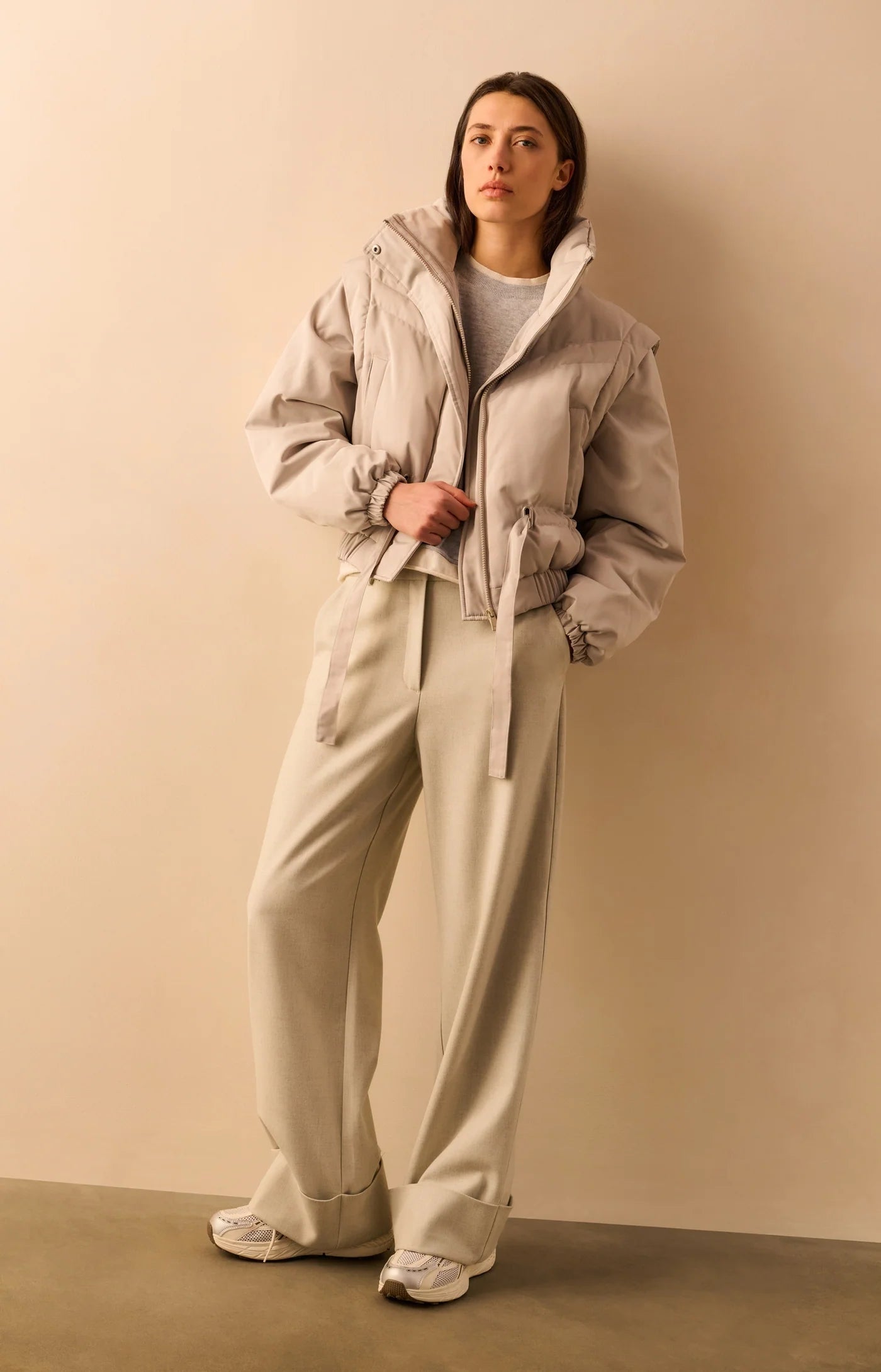 Oversized Cropped Jacket in Cloud Grey