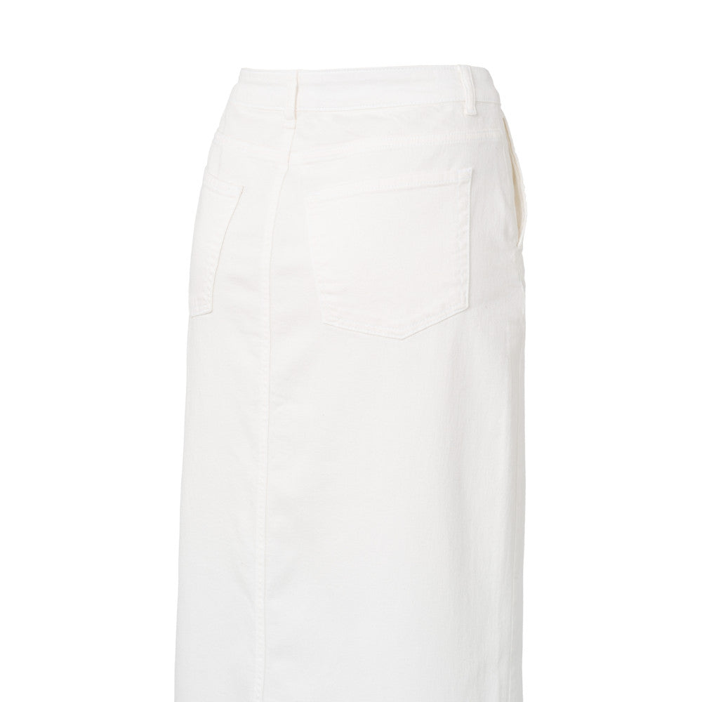 Denim Maxi Skirt in Off White