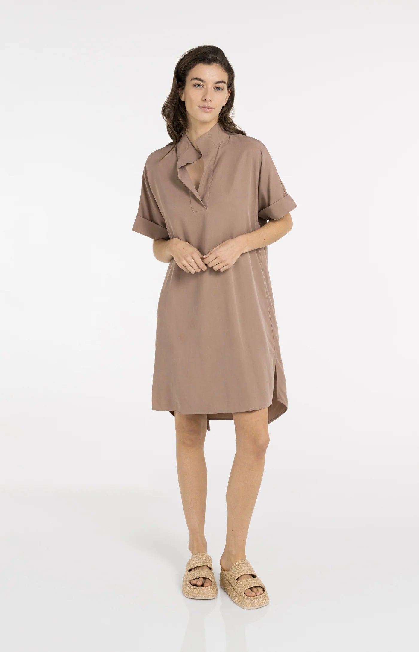 Short Sleeve Dress in Brownie Brown