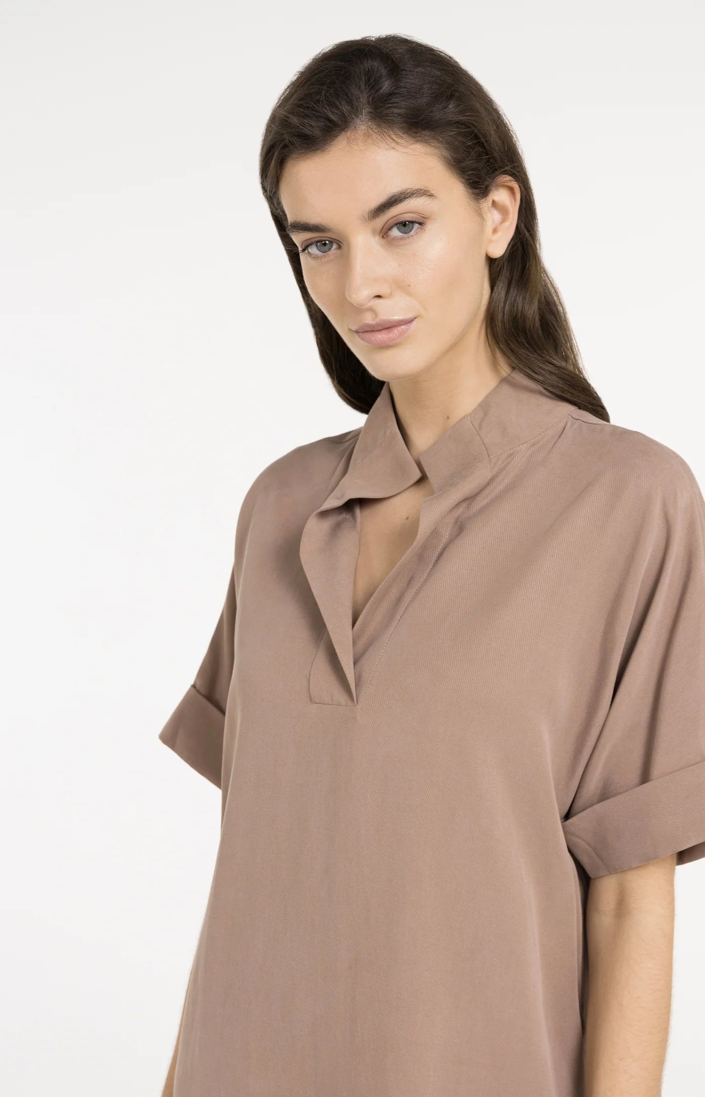 Short Sleeve Dress in Brownie Brown
