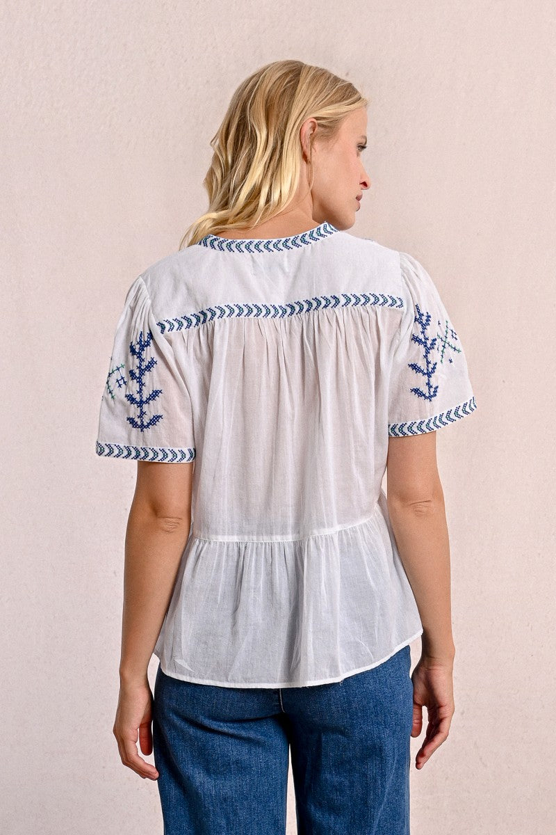 Molly Bracken Embroidered Poplin Top