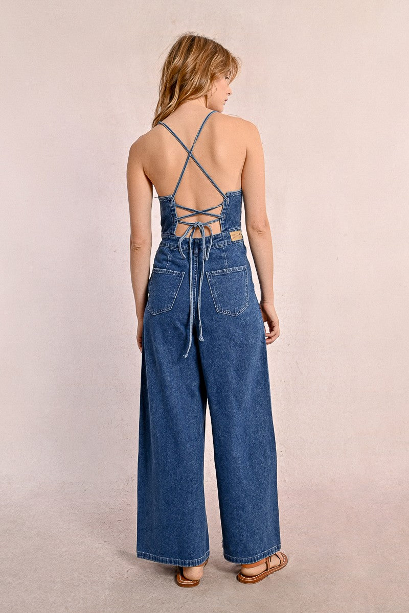 Woven Jumpsuit in Denim Blue