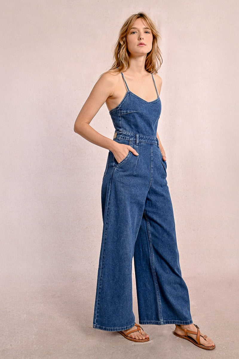 Woven Jumpsuit in Denim Blue