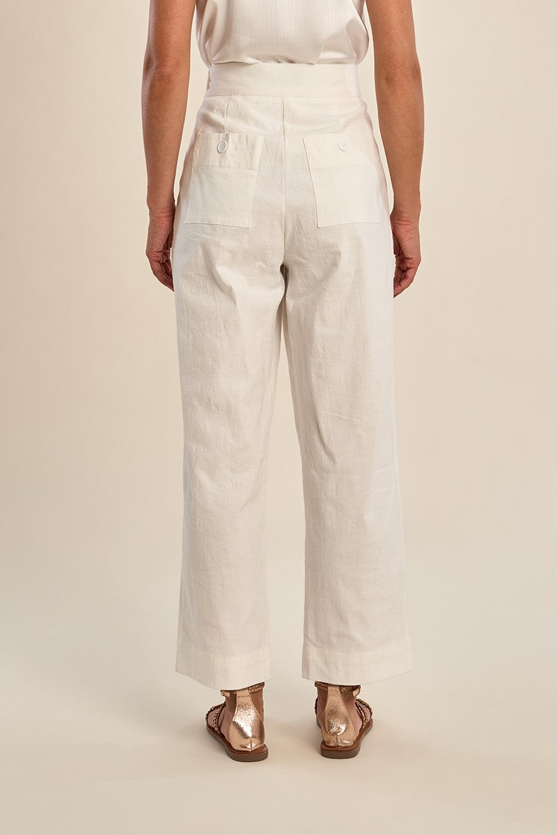 Flowy High-Waisted Trousers in White