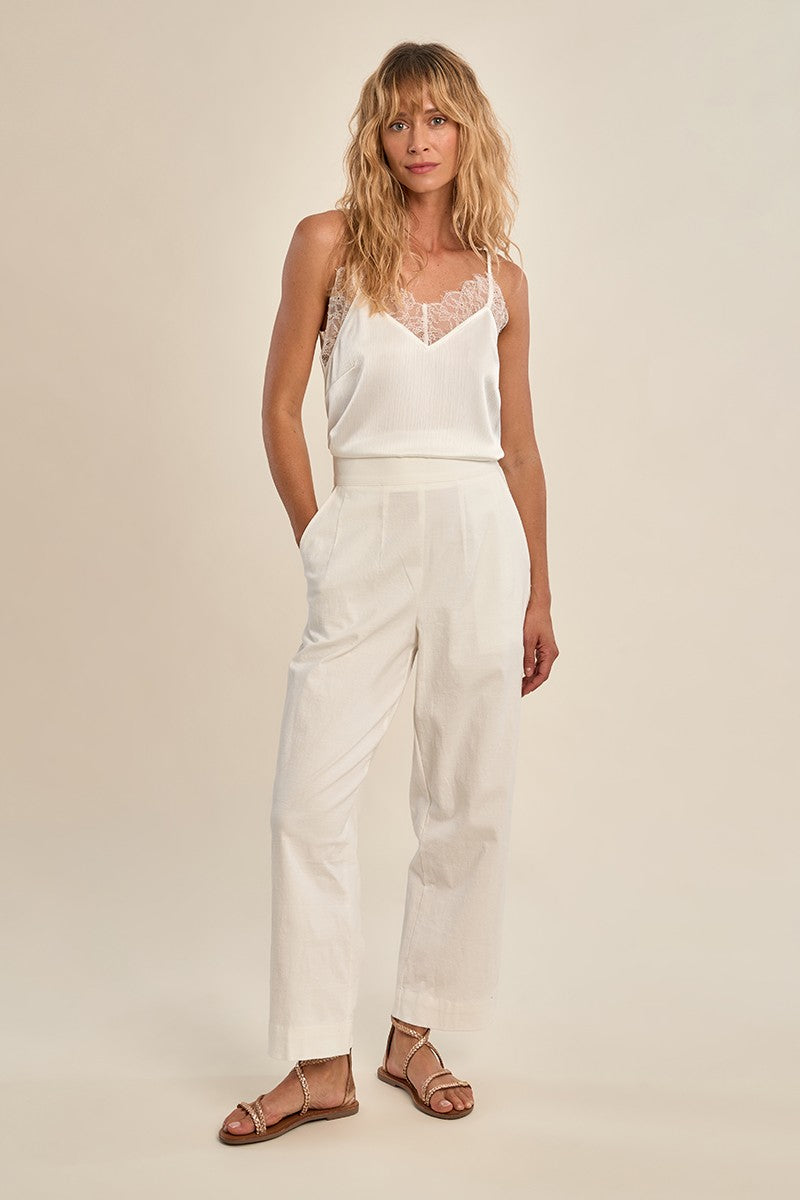 Flowy High-Waisted Trousers in White