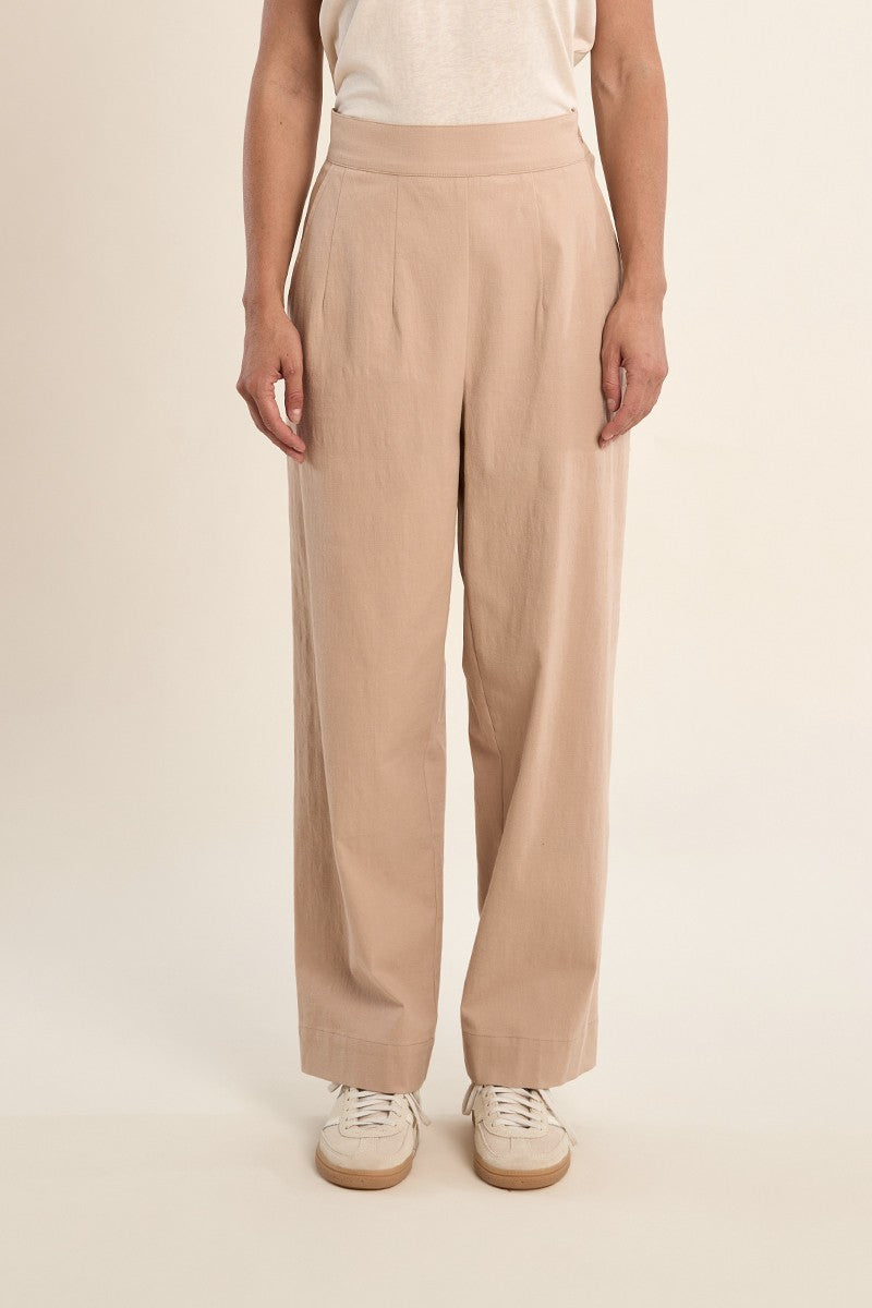 Flowy High-Waisted Trousers in Beige