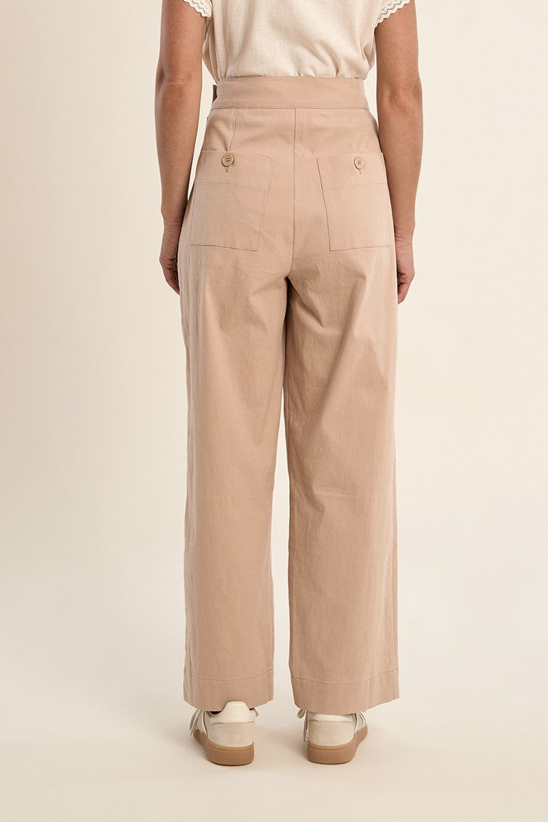 Flowy High-Waisted Trousers in Beige