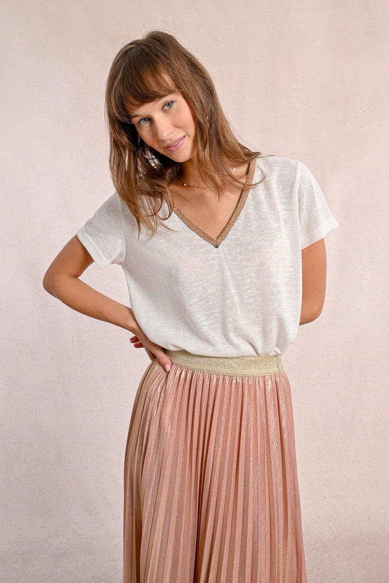 Flowy Knitted Tee in Off-White