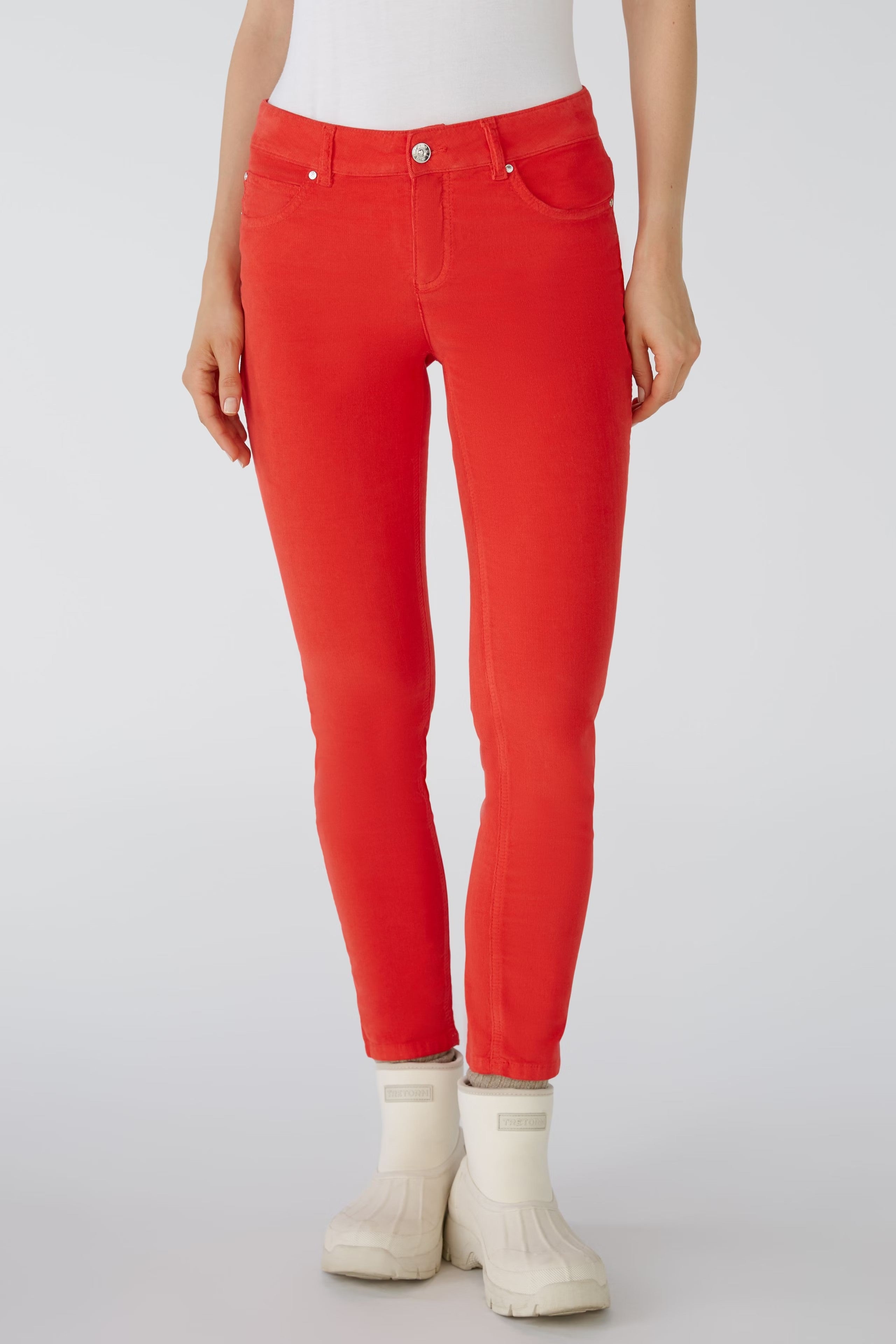 Baxtor Cord Jeggings in Chinese Red