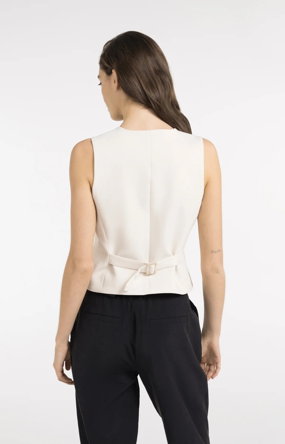 Asymmetrical Gilet in Cloud Creme White
