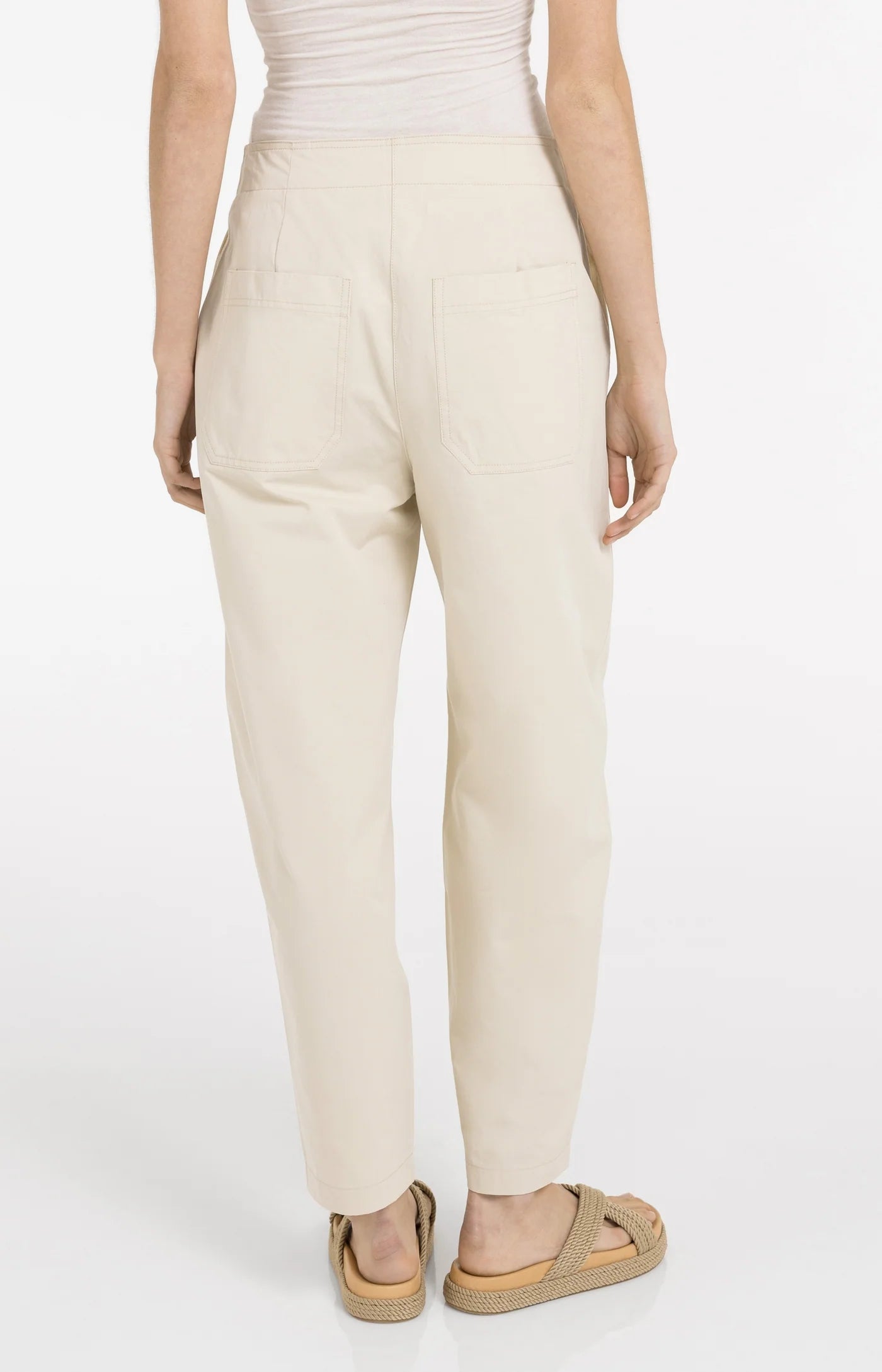 High Waist Barrel Trousers in Warm Dust Sand
