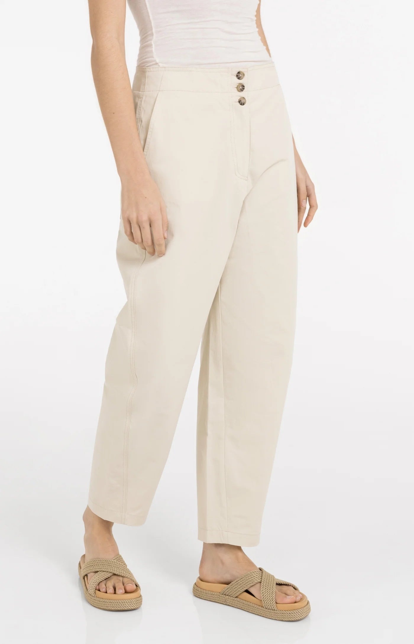 High Waist Barrel Trousers in Warm Dust Sand