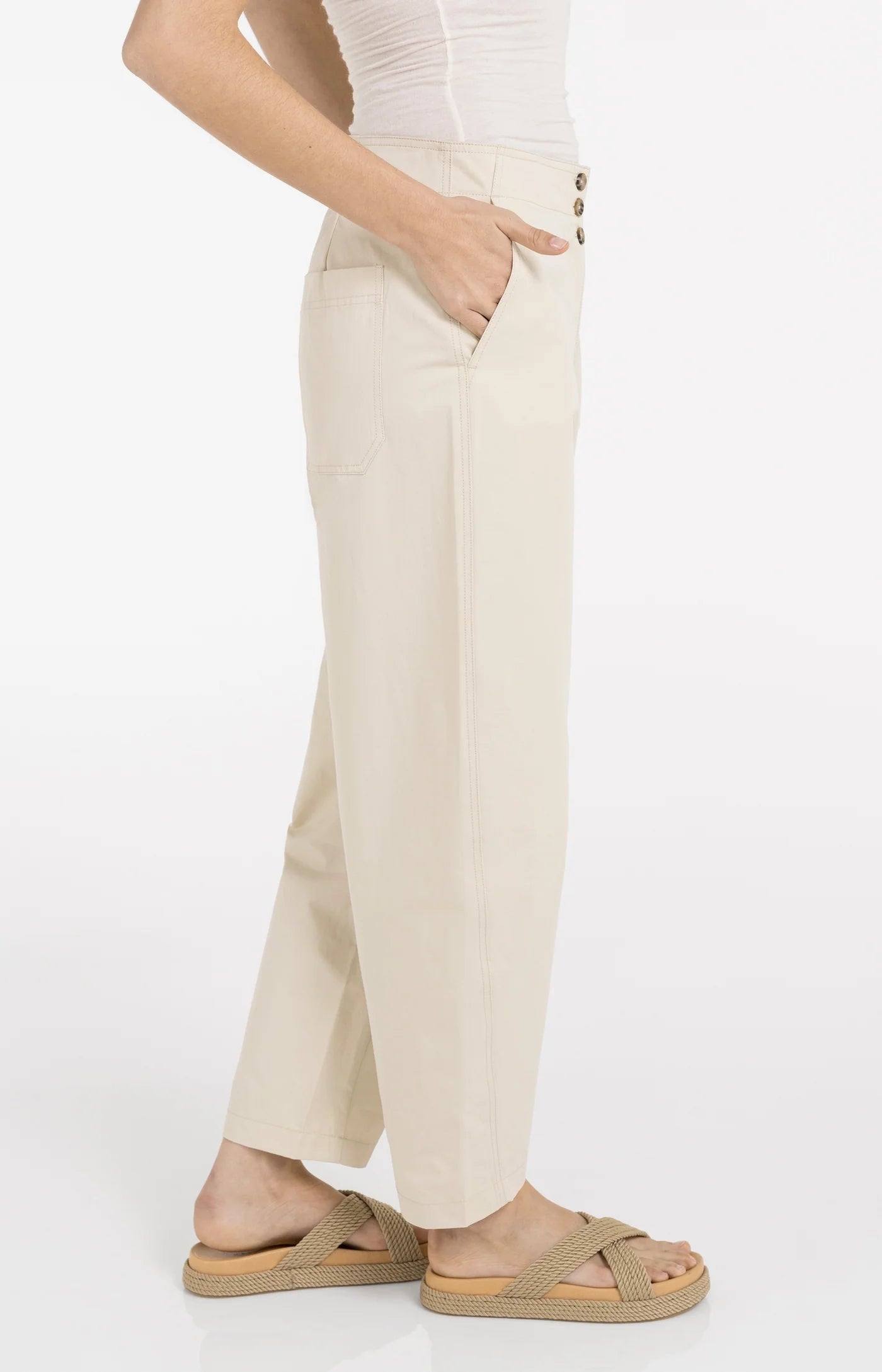 High Waist Barrel Trousers in Warm Dust Sand