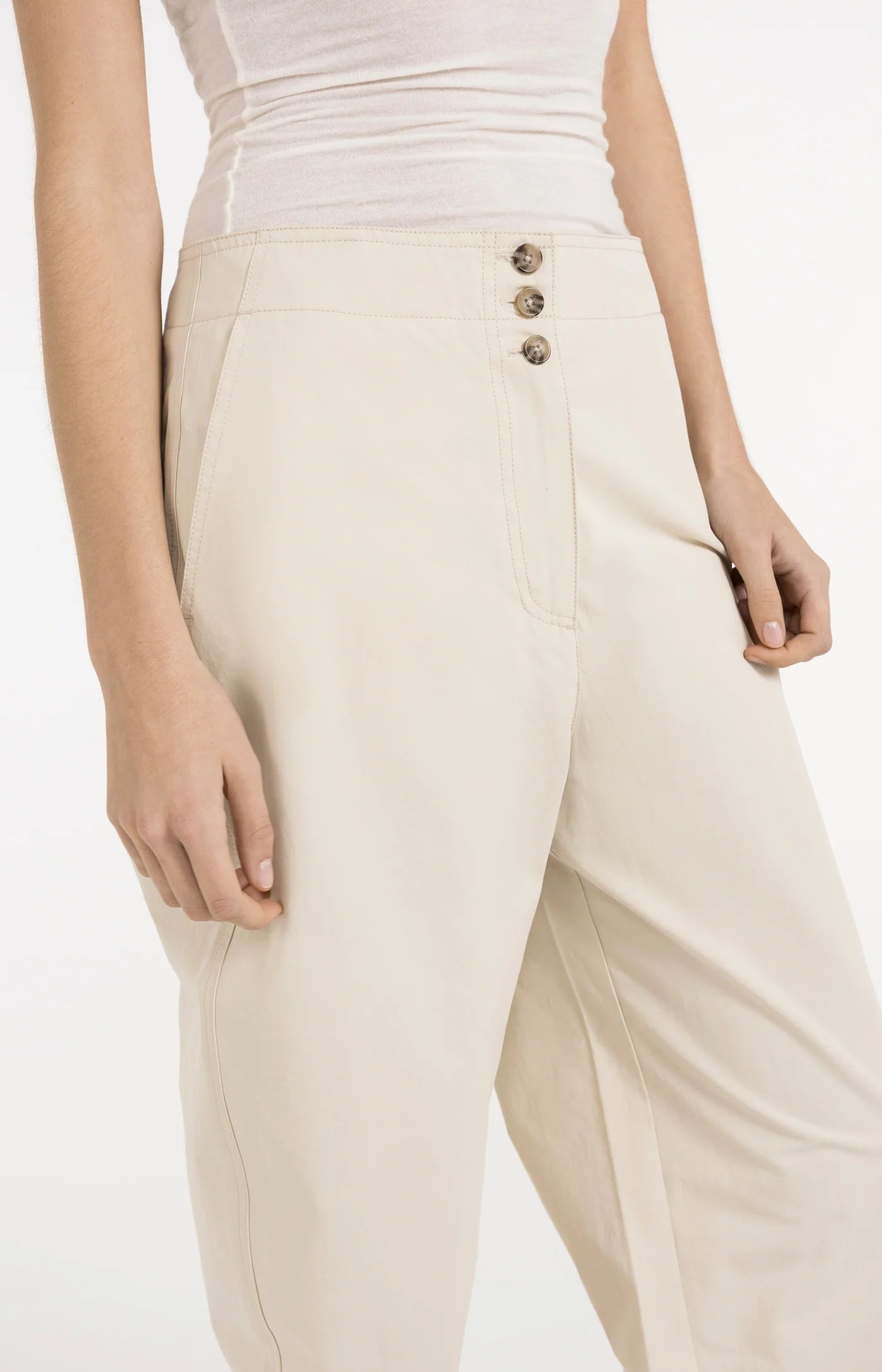 High Waist Barrel Trousers in Warm Dust Sand