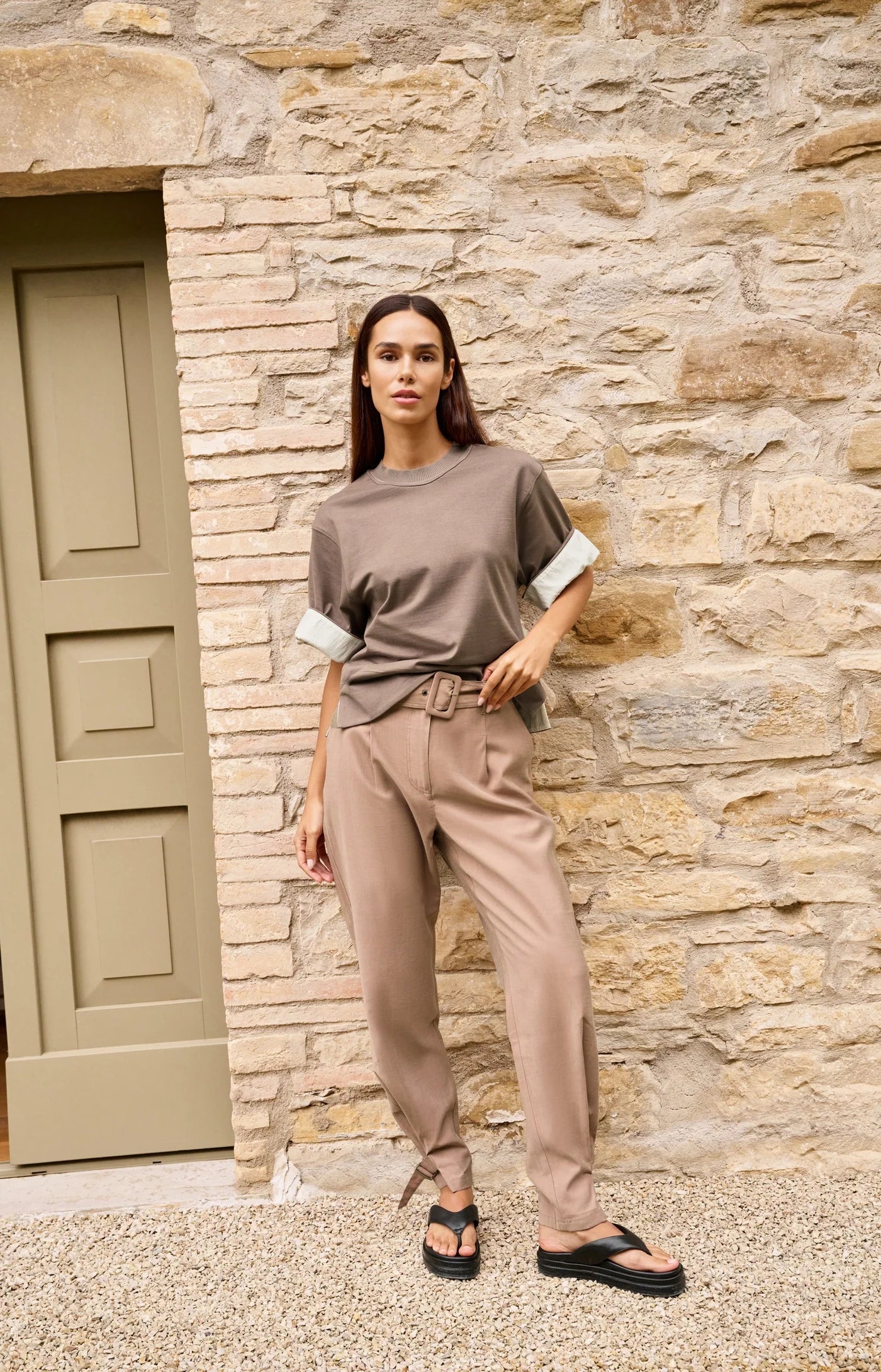 High Waist Loose Trouser in Brownie Brown