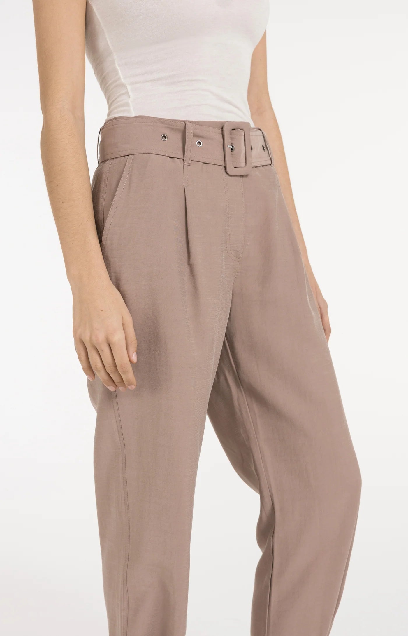 High Waist Loose Trouser in Brownie Brown